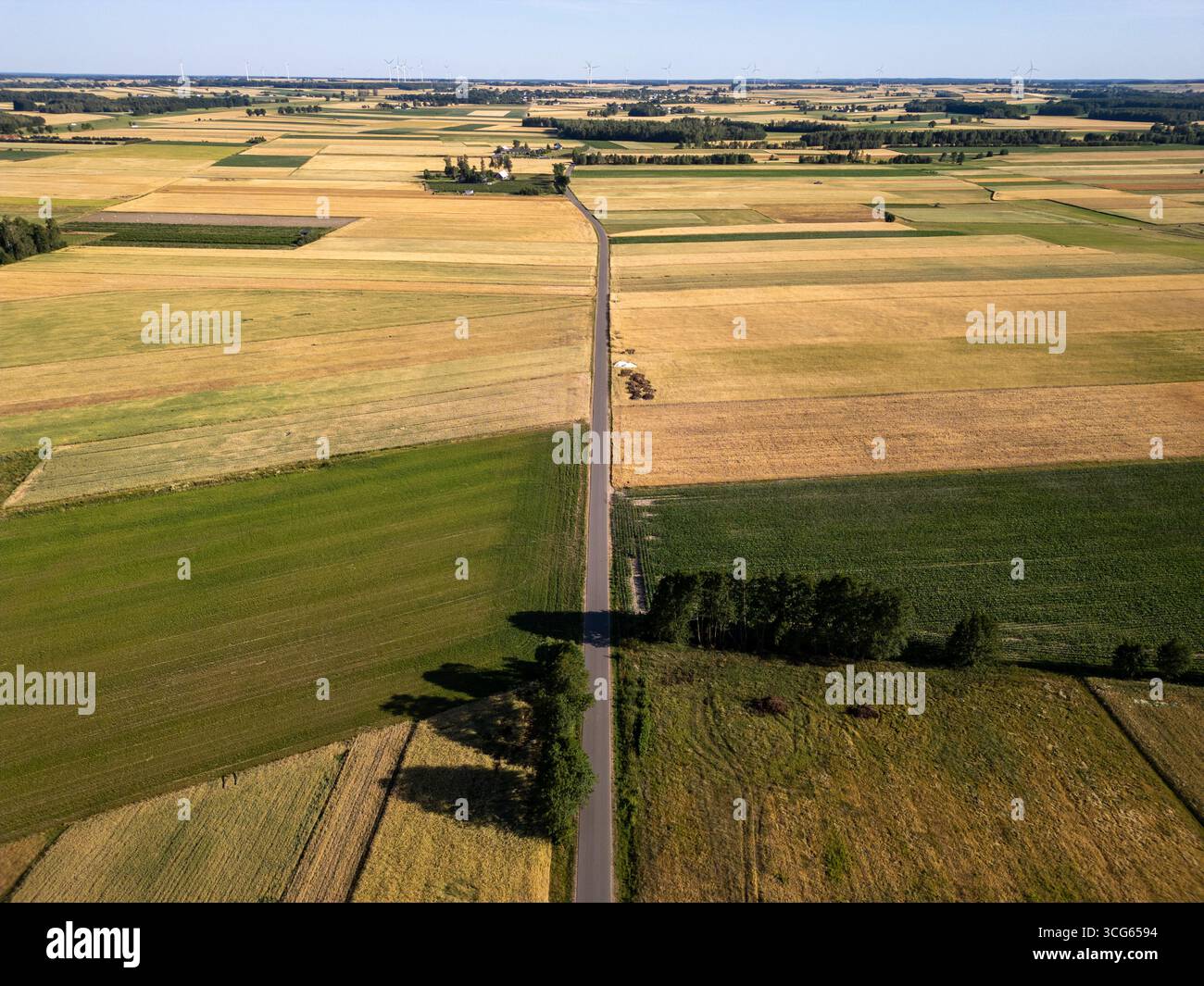 Patchwork di campi nel comune di Korytnica, Polonia Foto Stock