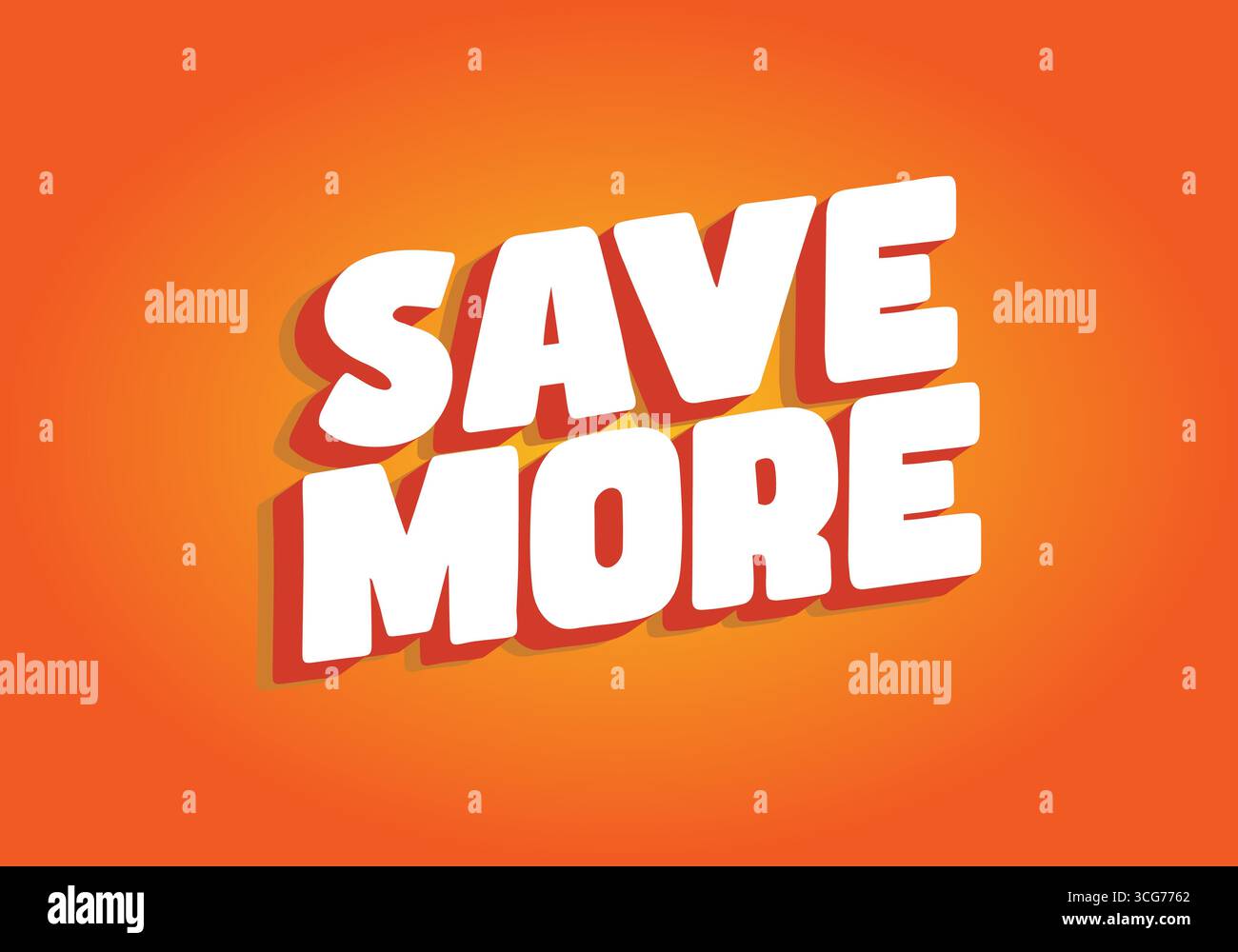 Testo in grassetto che dice DI RISPARMIARE DI PIÙ su uno sfondo arancione vivace, sottolineando risparmi e sconti. Illustrazione Vettoriale