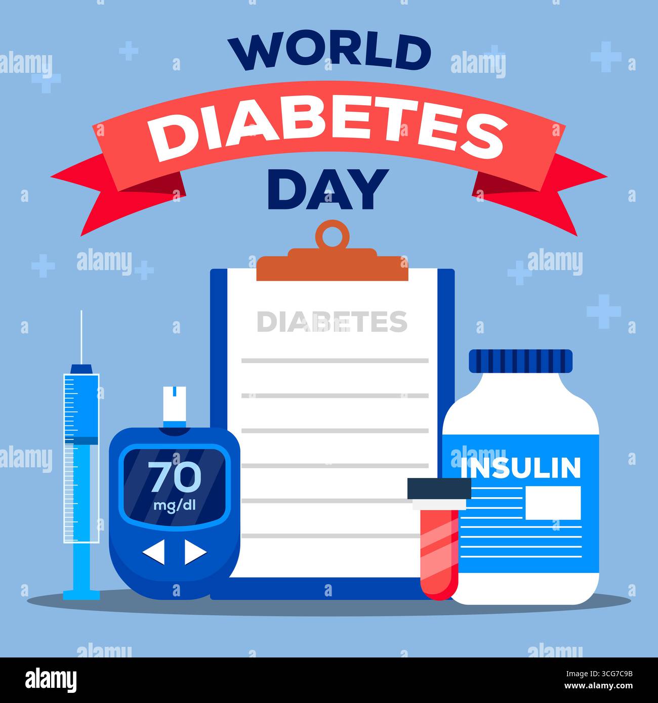 illustrazione design piatto per la giornata mondiale del diabete 14 novembre Illustrazione Vettoriale