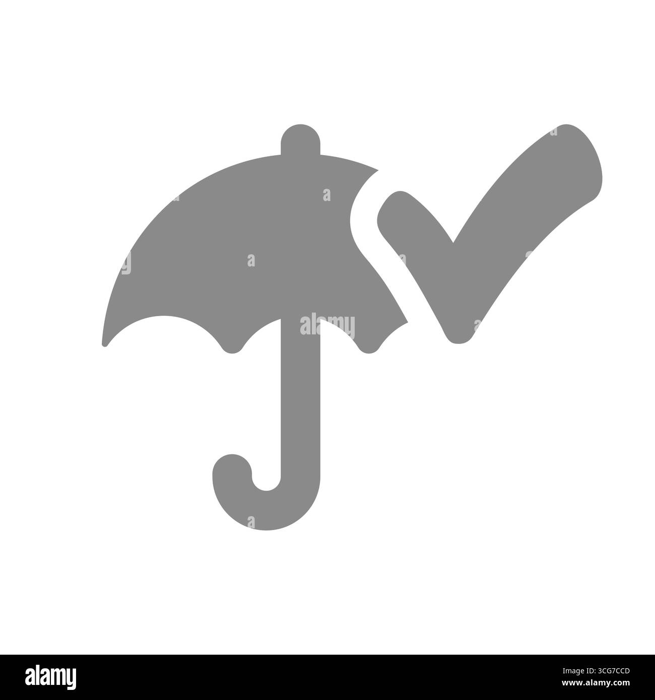 Icona del vettore con ombrello e segno di spunta. Assicurazione vita, auto o dentale e salute assicurata. Illustrazione Vettoriale