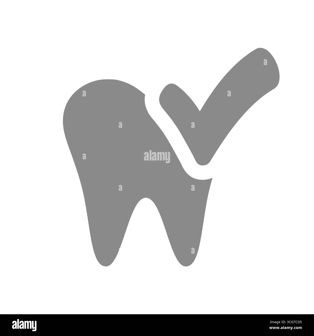 Dente sano, assicurazione medica dentale con segno di spunta icona. Clinica odontoiatrica, simbolo vettoriale dei denti umani. Illustrazione Vettoriale