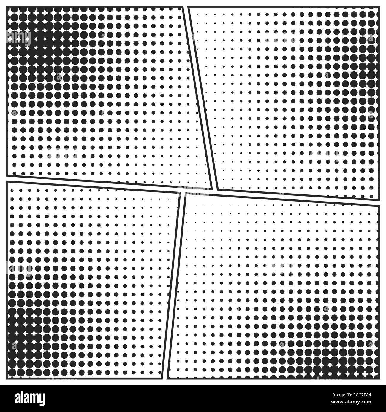Sfondo fumettistico dei cartoni animati. Poster in bianco e nero del libro di fumetti con elementi mezzitoni. Stile Pop Art retrò. Illustrazione vettoriale Illustrazione Vettoriale