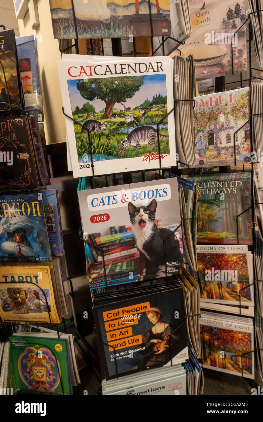 Barnes & Noble Booksellers sulla Fifth Avenue a New York City ha una vasta selezione di libri, riviste e calendari, USA 2025 Foto Stock