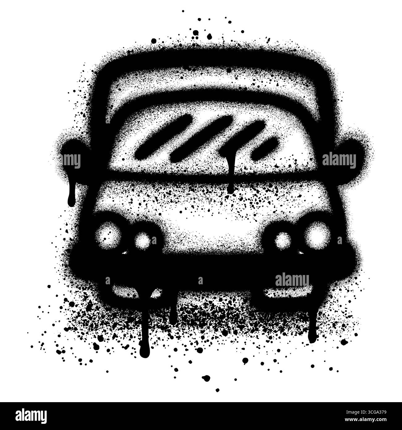 Camion per graffiti, scatole, merci trasportate, tracciamento. Per il concetto di logistica, ordinare il servizio di consegna. Illustrazione Vettoriale