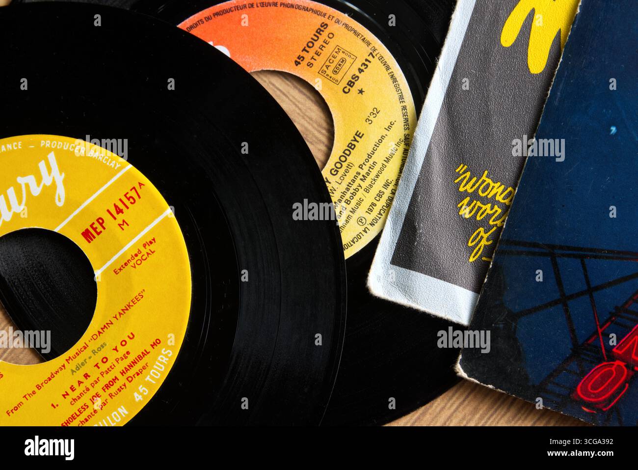 Tour in vinile vintage del 45 Foto Stock