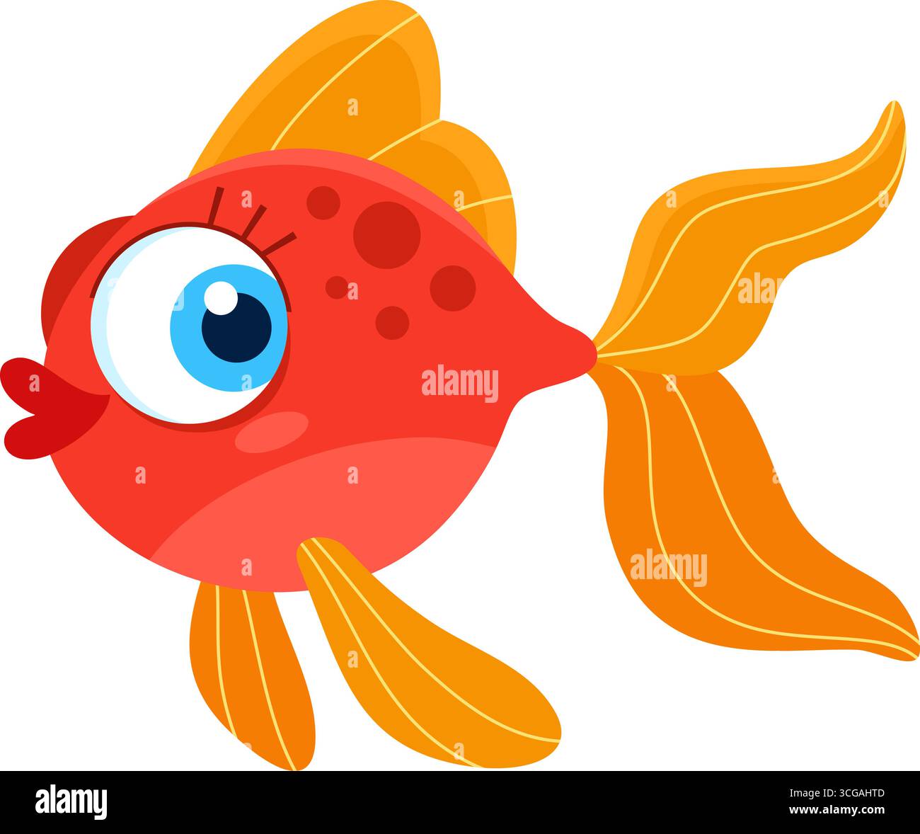 Carino personaggio di Sea Fish Cartoon. Illustrazione vettoriale Flat Design isolato su sfondo trasparente Illustrazione Vettoriale