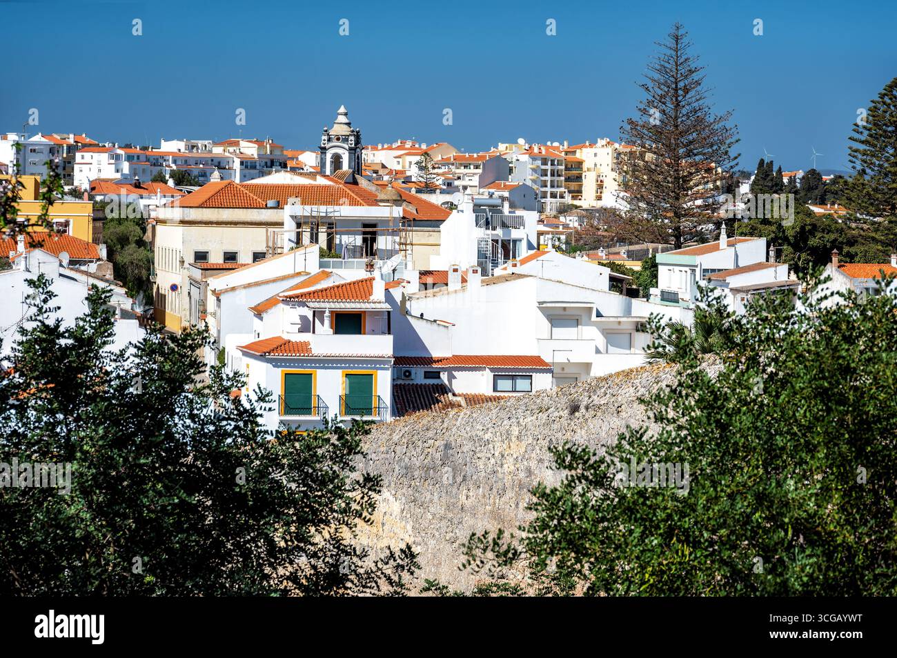 Vista panoramica del centro storico di Lagos, Portogallo Foto Stock