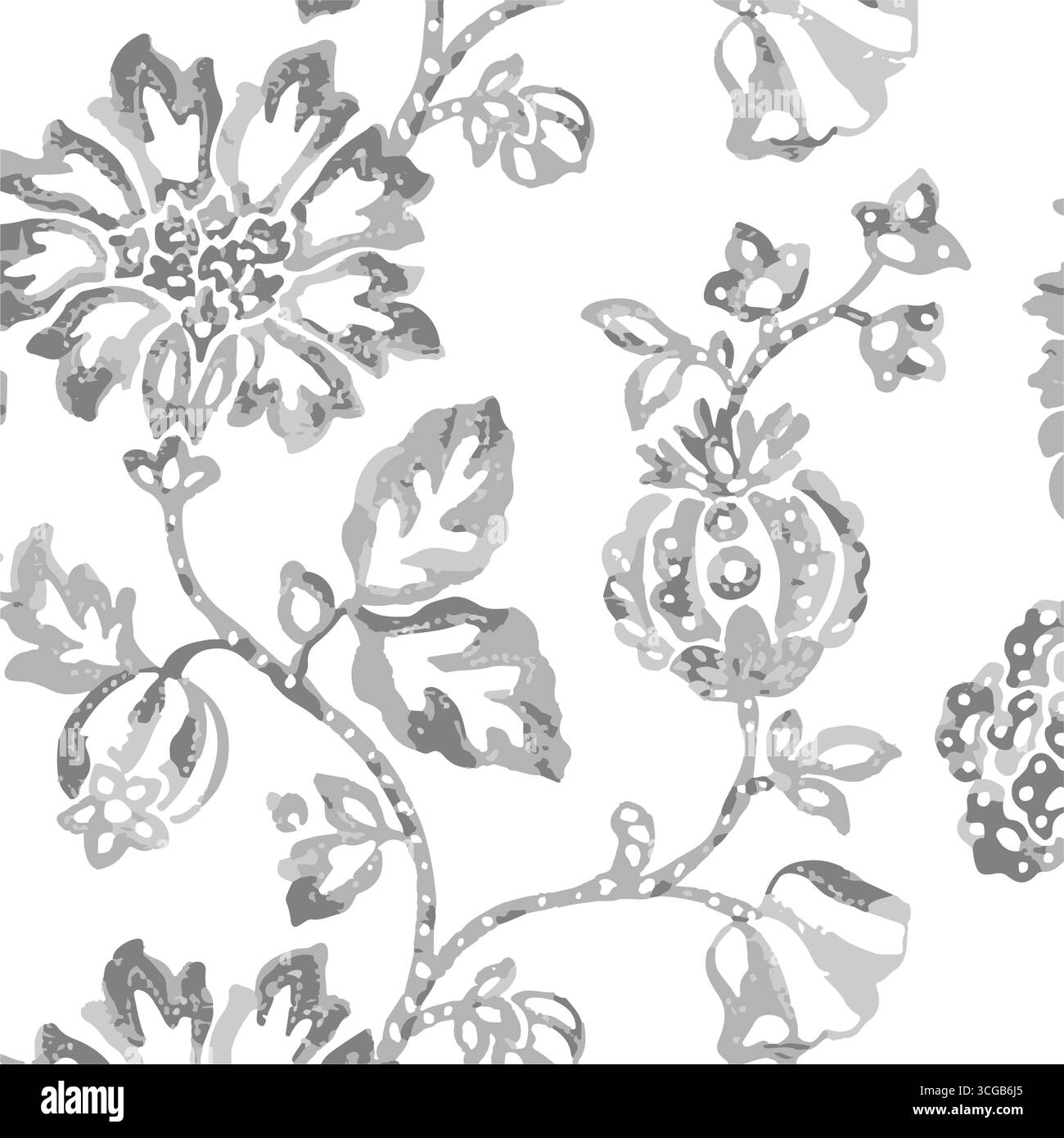 fiori di acquerello con foglie. motivo senza cuciture con fiori d'acquerello. Stampa acquerello in stile vintage rustico, tessuto o carta da parati. Illustrazione Vettoriale