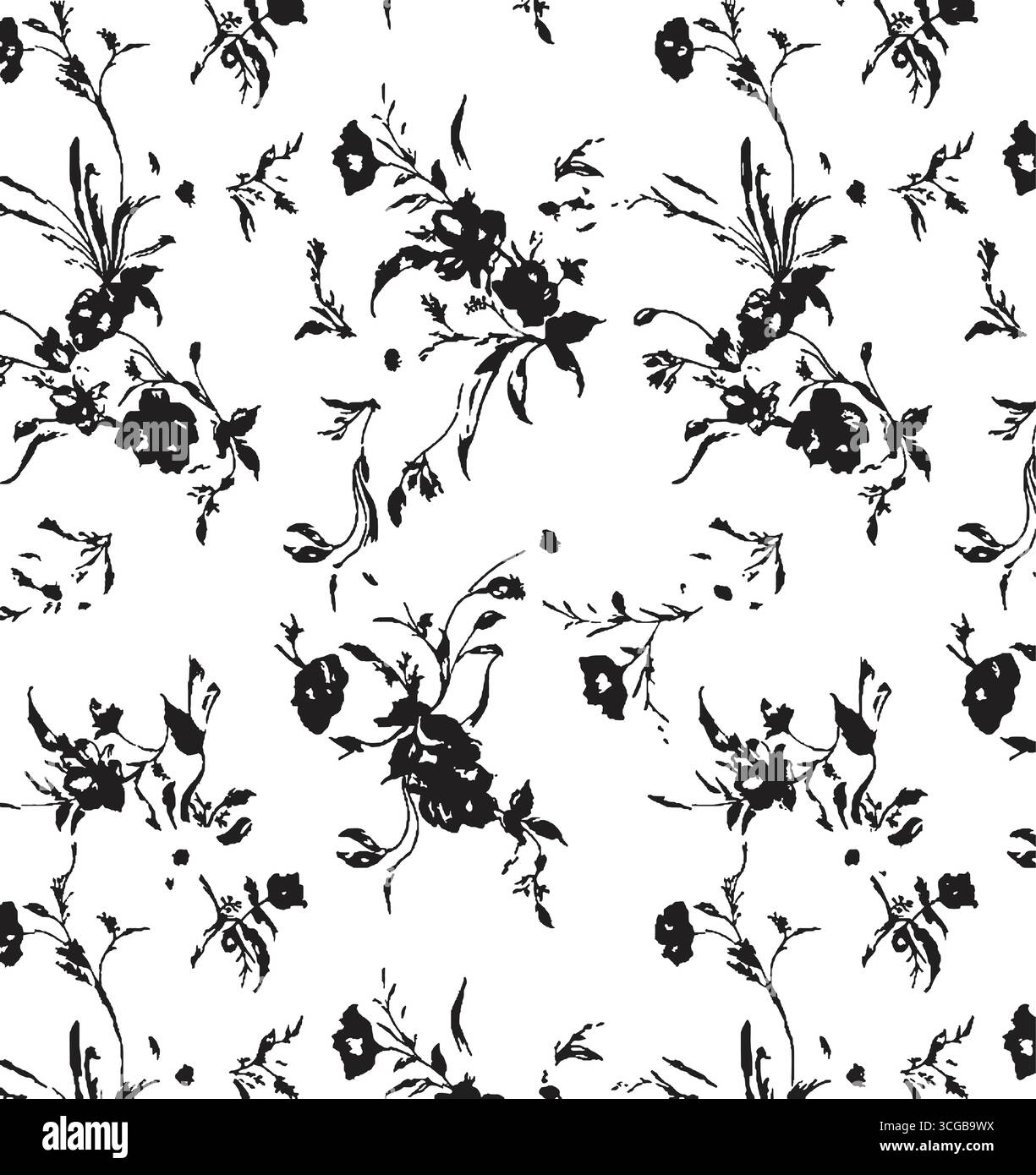 sfondo floreale. Motivo floreale con piccoli fiori blu su sfondo bianco avorio. Motivo senza cuciture per stampe di design e moda. Stile Ditsy. Illustrazione Vettoriale