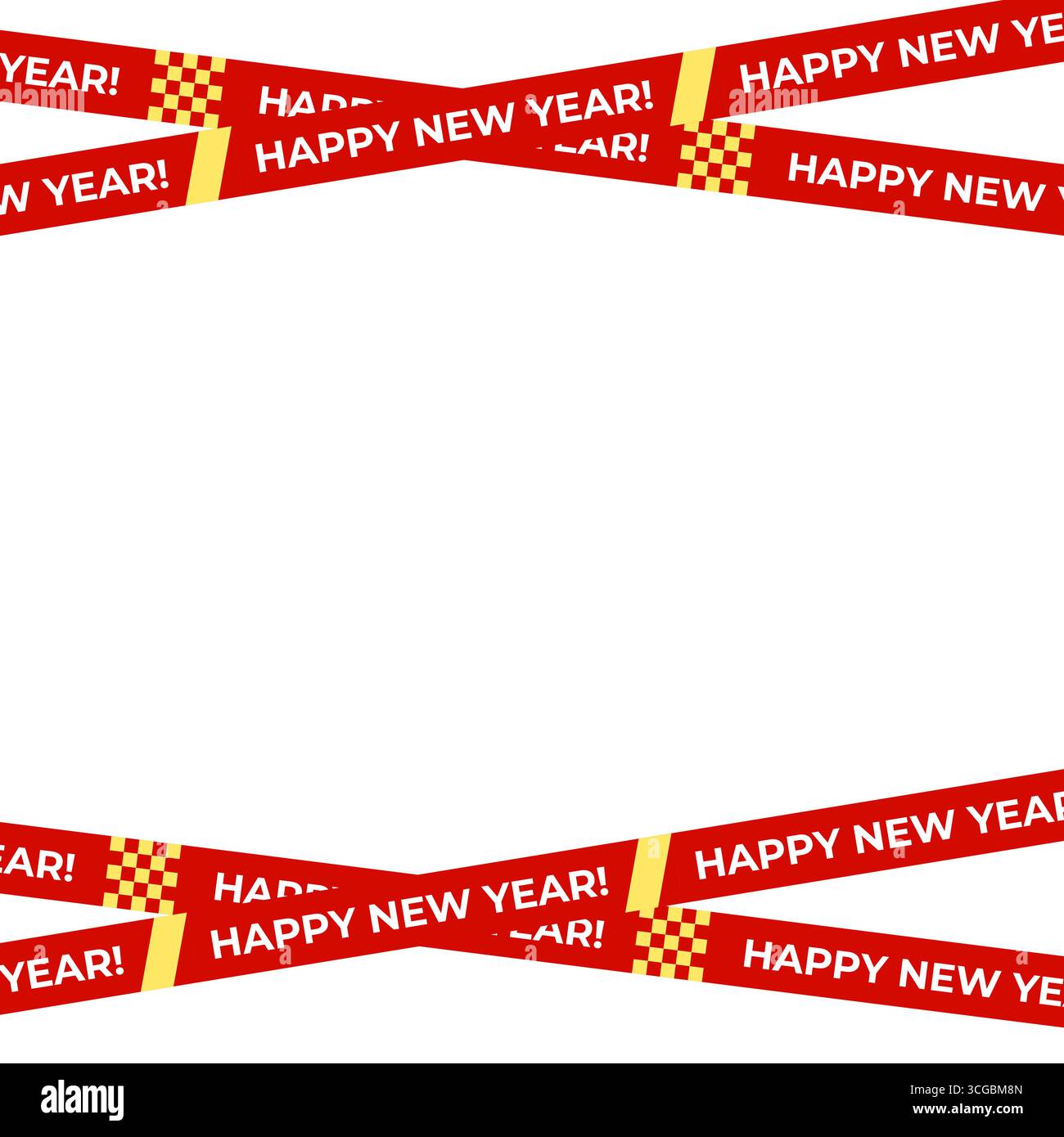 Buon anno 2026. Bordo decorativo giallo rosso per biglietti di auguri, social media, intestazioni di siti Web e stampa marketing. Piatto Illustrazione Vettoriale