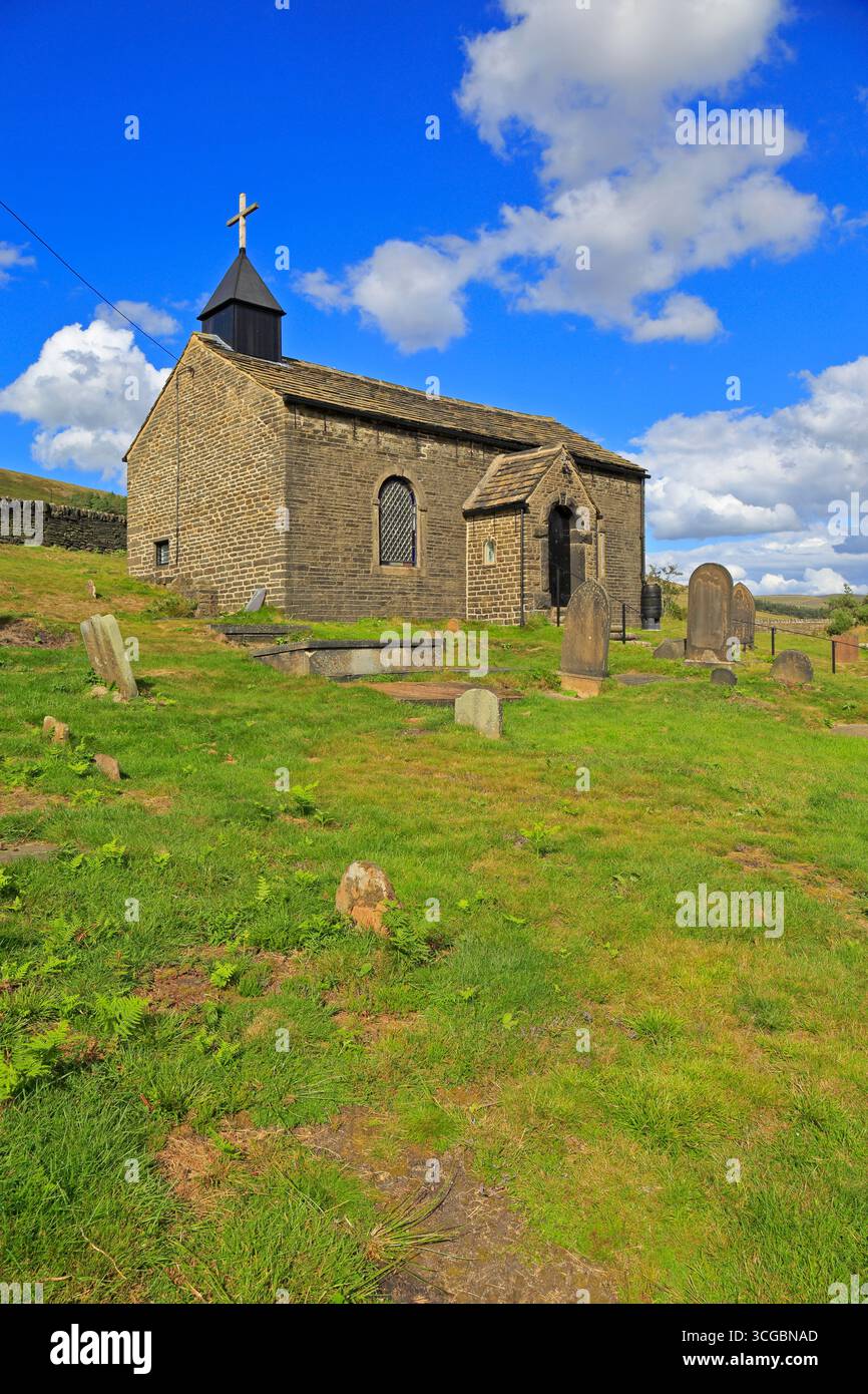 St James Chapel, Woodhead, Longdendale, Derbyshire, Peak District National Park, Inghilterra, Regno Unito. Foto Stock