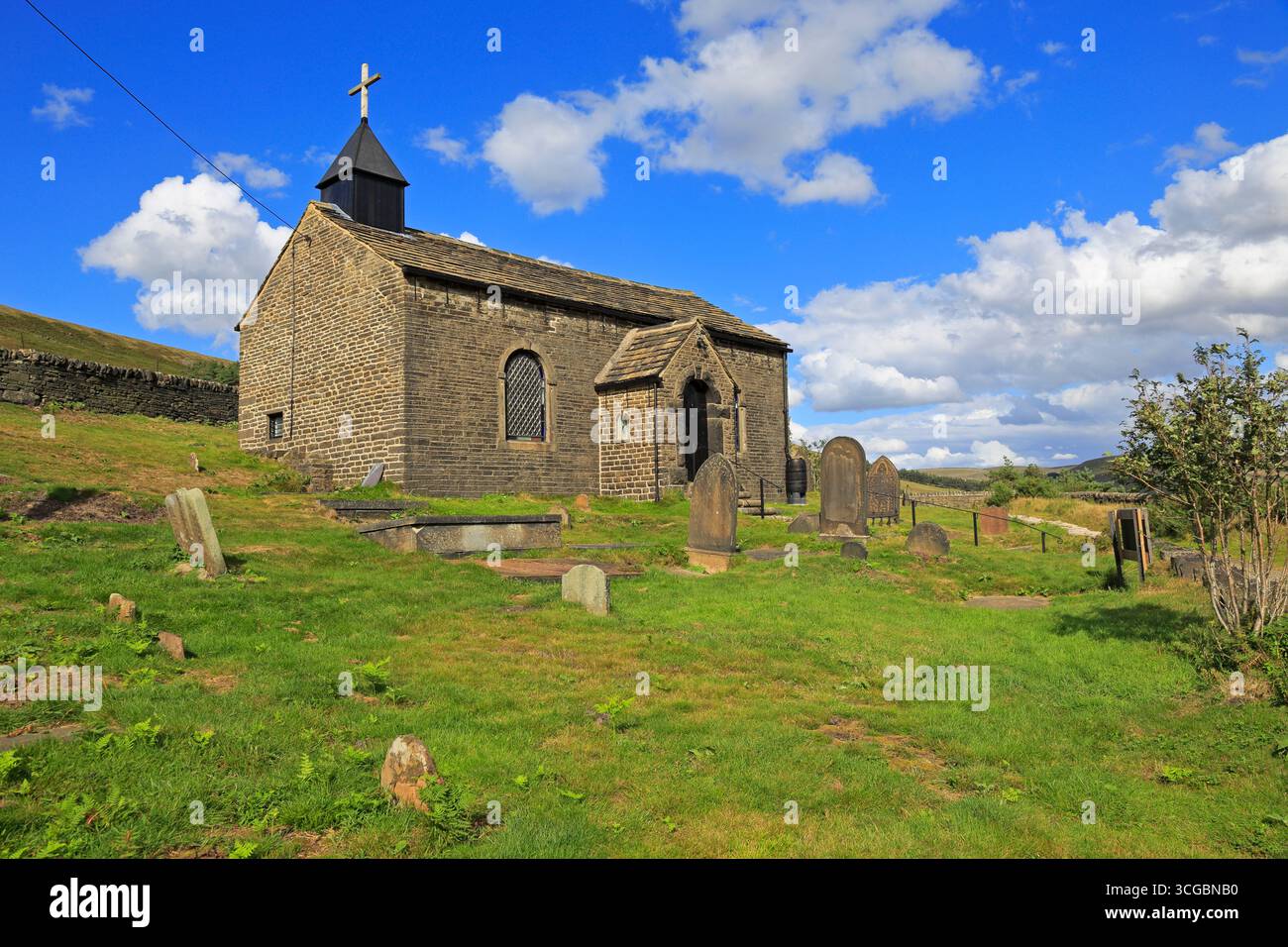 St James Chapel, Woodhead, Longdendale, Derbyshire, Peak District National Park, Inghilterra, Regno Unito. Foto Stock