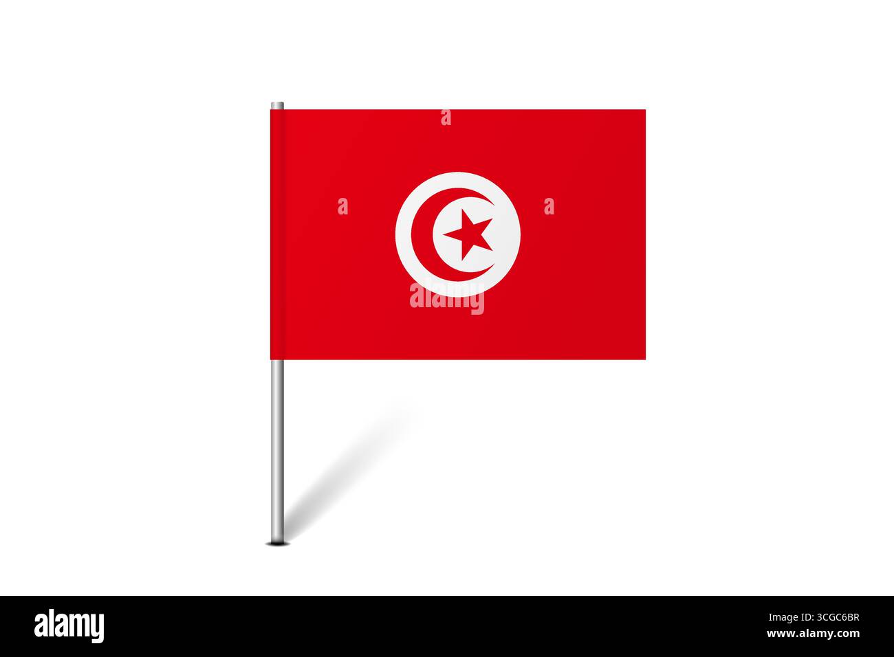 Bandiera della Tunisia - bandiera della mappa che rappresenta l'identità e il patrimonio culturale di un paese. L'essenza dell'orgoglio nazionale e dell'unità. Indicatore pin mappa bloccato su uno sfondo bianco Illustrazione Vettoriale