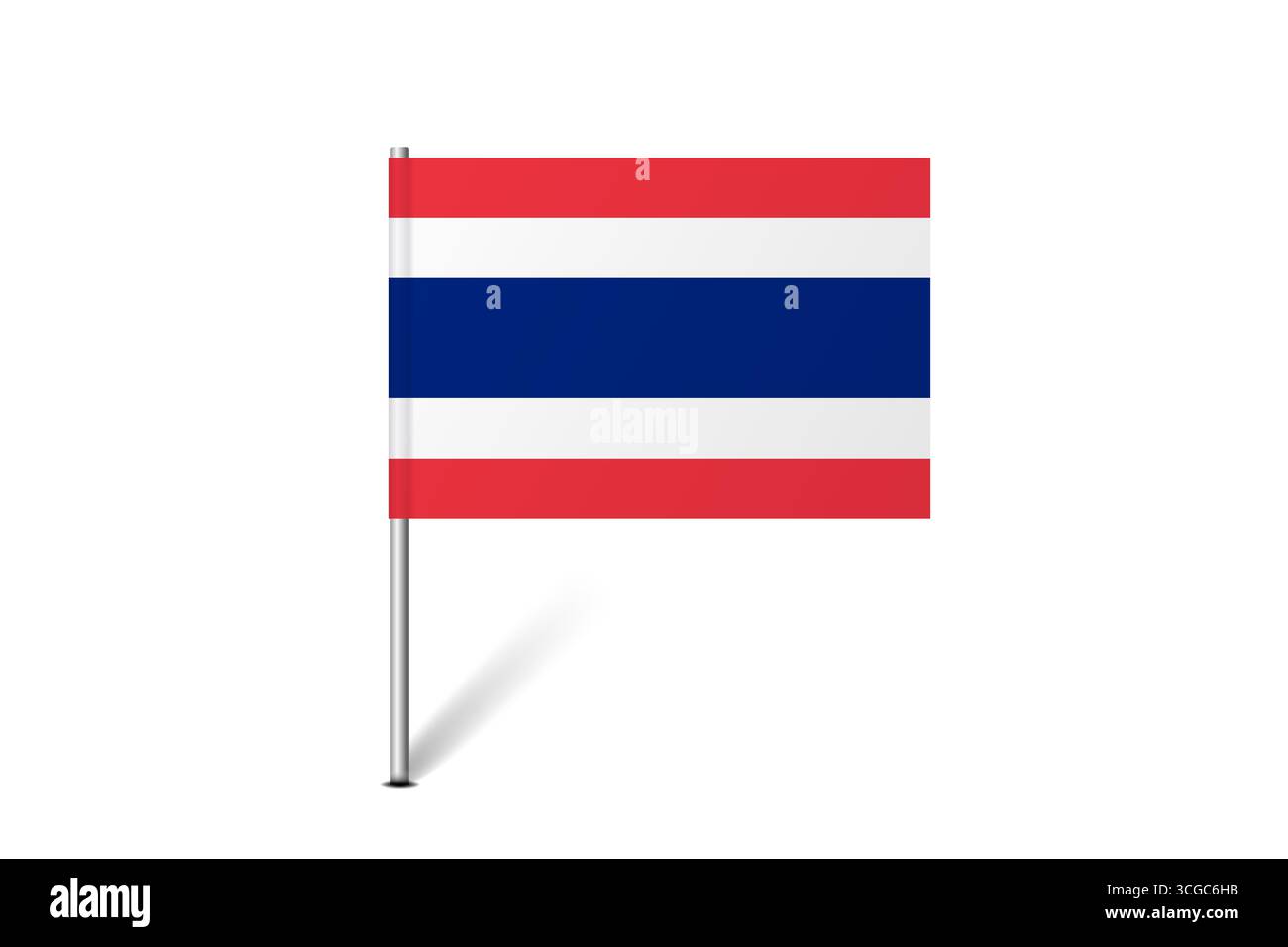 Bandiera della Thailandia - bandiera della mappa che rappresenta un'identità e un patrimonio culturale del paese. L'essenza dell'orgoglio nazionale e dell'unità. Indicatore pin mappa bloccato su uno sfondo bianco Illustrazione Vettoriale