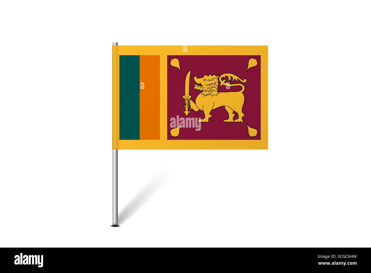 Bandiera dello Sri Lanka - bandiera della mappa che rappresenta l'identità e il patrimonio culturale di un paese. L'essenza dell'orgoglio nazionale e dell'unità. Indicatore pin mappa bloccato su uno sfondo bianco Illustrazione Vettoriale