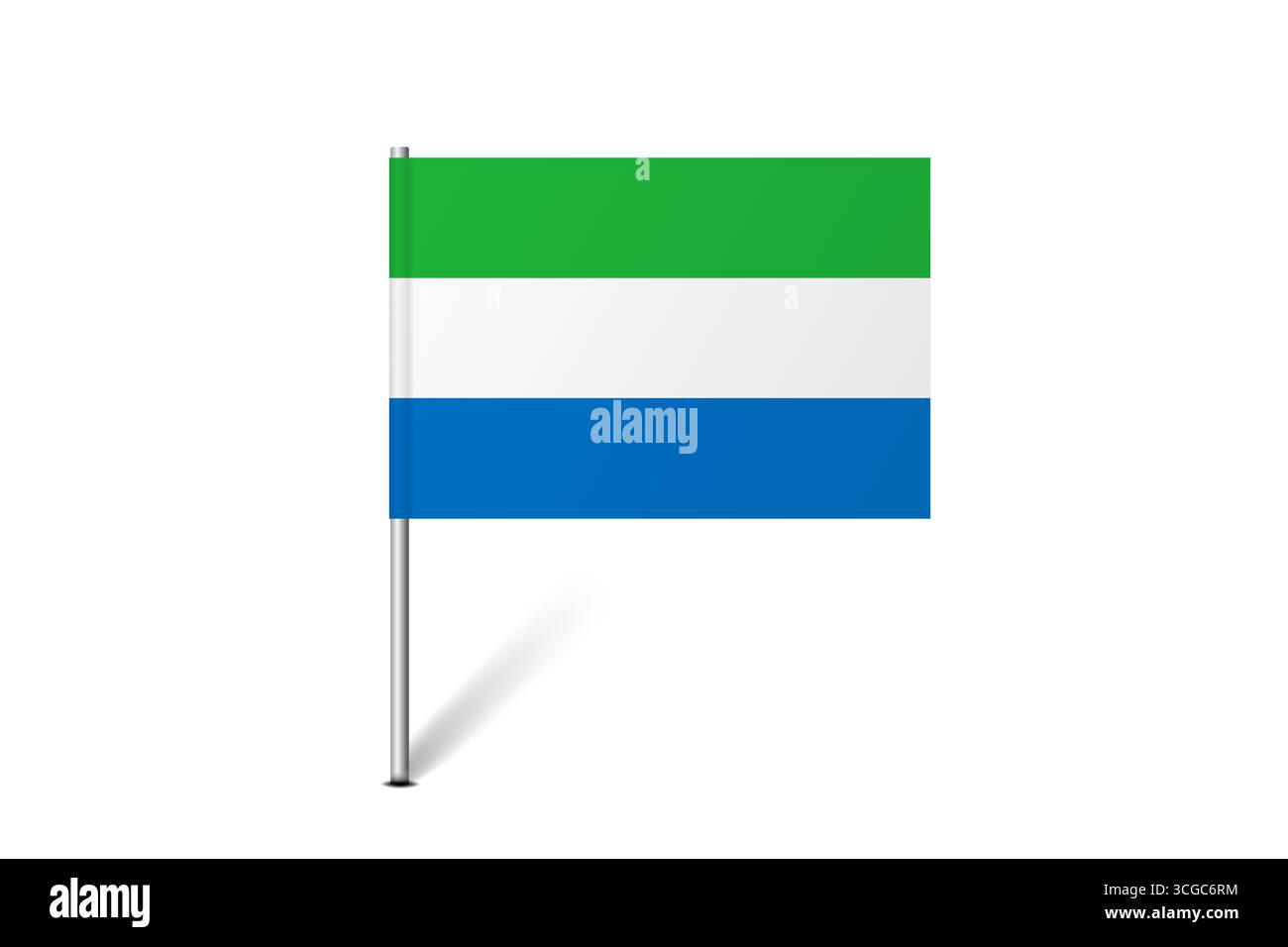 Bandiera della Sierra Leone - bandiera della mappa che rappresenta l'identità e il patrimonio culturale di un paese. L'essenza dell'orgoglio nazionale e dell'unità. Indicatore pin mappa bloccato su uno sfondo bianco Illustrazione Vettoriale