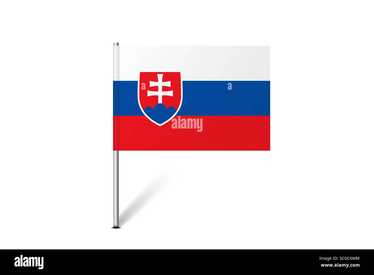 Bandiera della Slovacchia - bandiera della mappa che rappresenta l'identità e il patrimonio culturale di un paese. L'essenza dell'orgoglio nazionale e dell'unità. Indicatore pin mappa bloccato su uno sfondo bianco Illustrazione Vettoriale