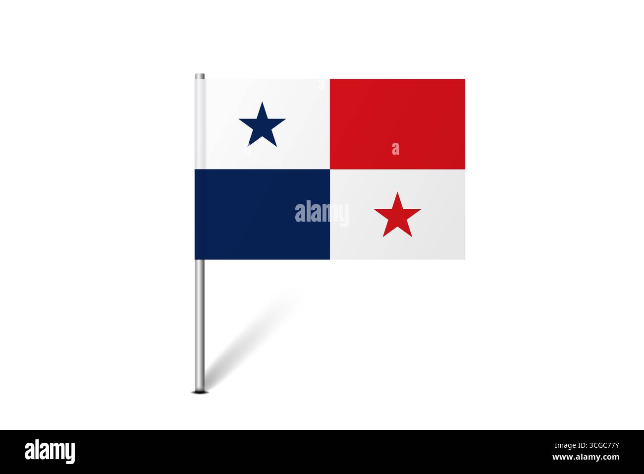 Bandiera Panama - bandiera della mappa che rappresenta l'identità e il patrimonio culturale di un paese. L'essenza dell'orgoglio nazionale e dell'unità. Indicatore pin mappa bloccato su uno sfondo bianco Illustrazione Vettoriale