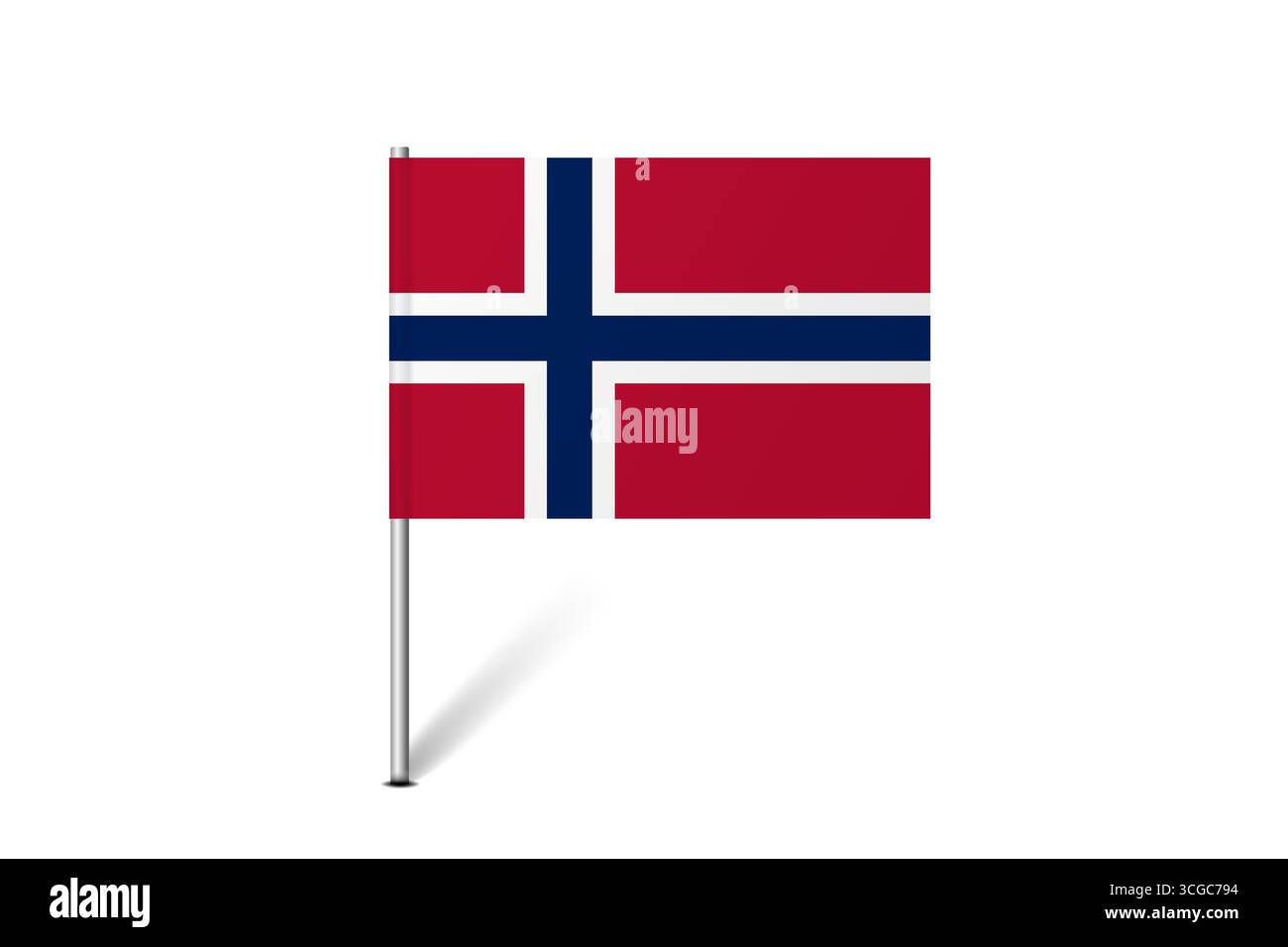 Bandiera della Norvegia - bandiera della mappa che rappresenta l'identità e il patrimonio culturale di un paese. L'essenza dell'orgoglio nazionale e dell'unità. Indicatore pin mappa bloccato su uno sfondo bianco Illustrazione Vettoriale