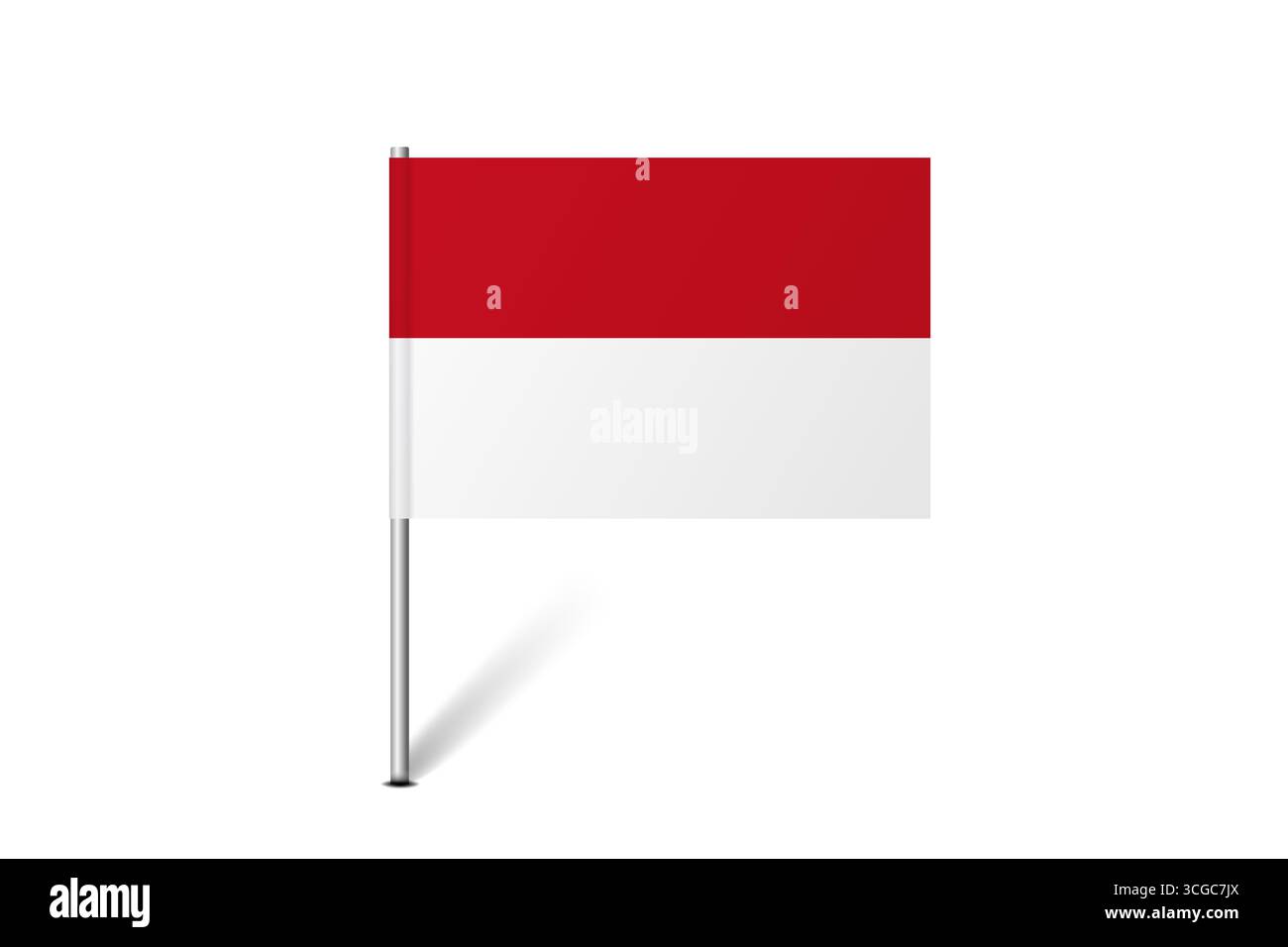 Bandiera del Principato di Monaco - bandiera della mappa che rappresenta l'identità e il patrimonio culturale di un paese. L'essenza dell'orgoglio nazionale e dell'unità. Indicatore pin mappa bloccato su uno sfondo bianco Illustrazione Vettoriale