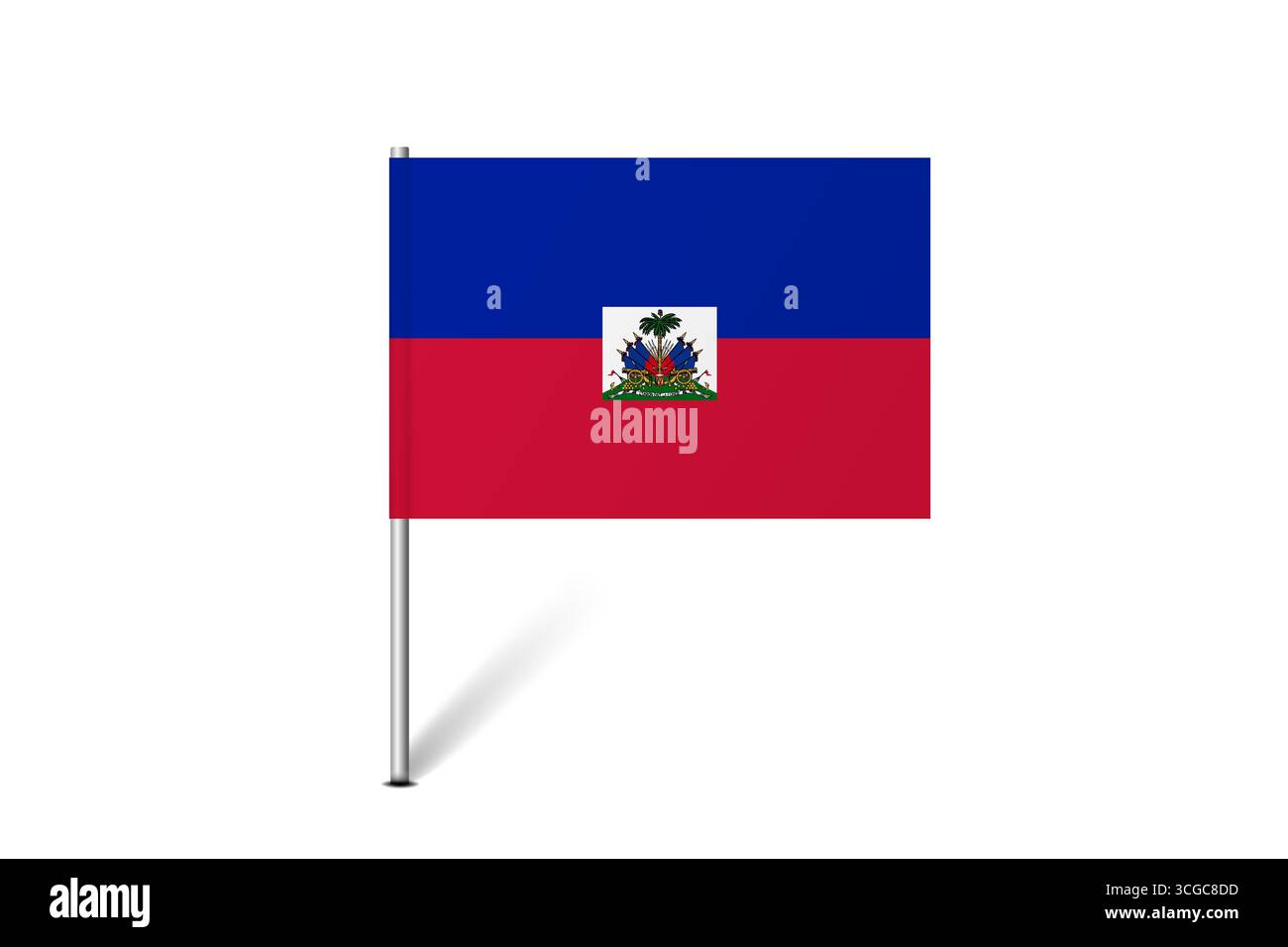 Bandiera Haiti - bandiera della mappa che rappresenta l'identità e il patrimonio culturale di un paese. L'essenza dell'orgoglio nazionale e dell'unità. Indicatore pin mappa bloccato su uno sfondo bianco Illustrazione Vettoriale