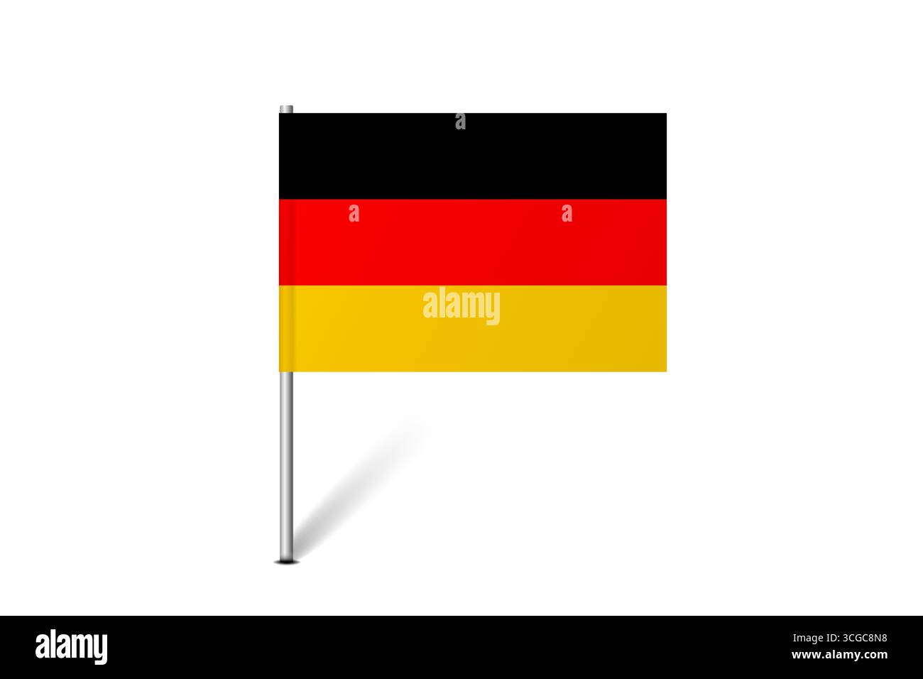 Bandiera della Germania - bandiera della mappa che rappresenta l'identità e il patrimonio culturale di un paese. L'essenza dell'orgoglio nazionale e dell'unità. Indicatore pin mappa bloccato su uno sfondo bianco Illustrazione Vettoriale