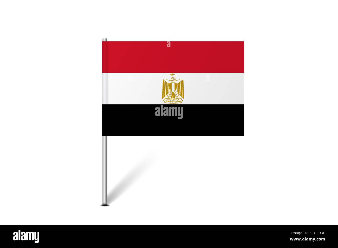 Bandiera dell'Egitto - bandiera della mappa che rappresenta l'identità e il patrimonio culturale di un paese. L'essenza dell'orgoglio nazionale e dell'unità. Indicatore pin mappa bloccato su uno sfondo bianco Illustrazione Vettoriale