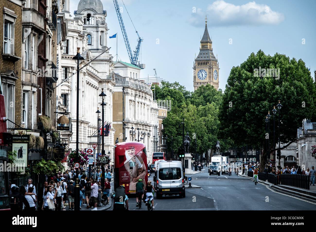 Iconico punto di riferimento di Londra, una vista sul Big Ben. Foto Stock