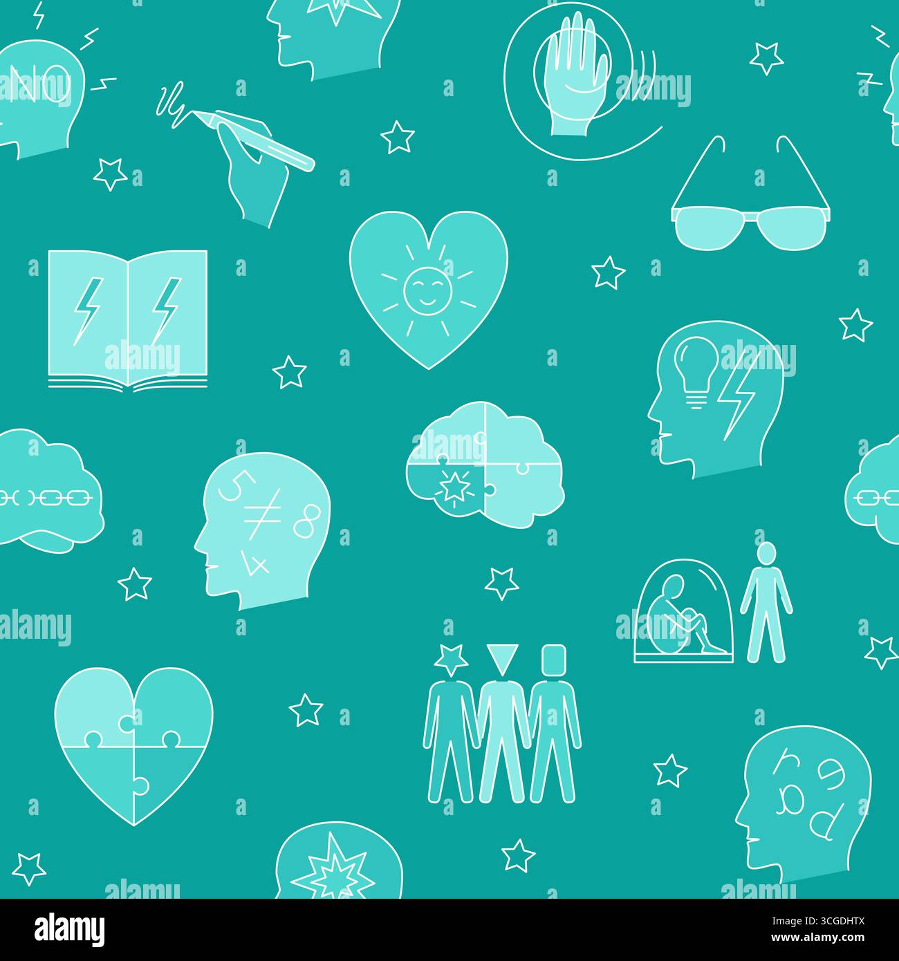 Pattern senza cuciture con simboli di differenza neuro. Illustrazione vettoriale. Illustrazione Vettoriale