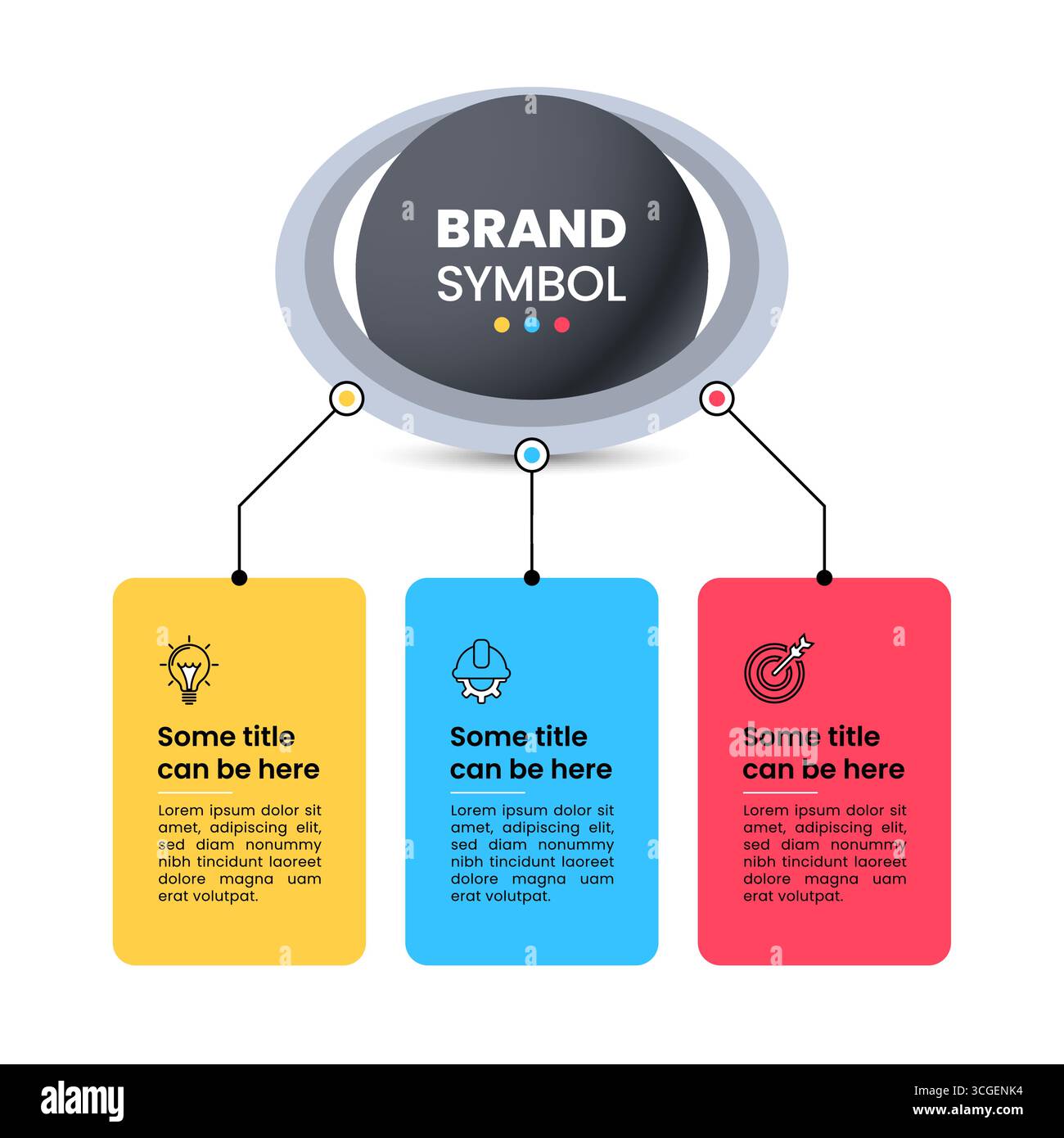 Modello infografico con icone e 3 opzioni o passaggi. Sfera. Può essere utilizzato per layout del flusso di lavoro, diagrammi, banner, webdesign. Illustrazione vettoriale Illustrazione Vettoriale