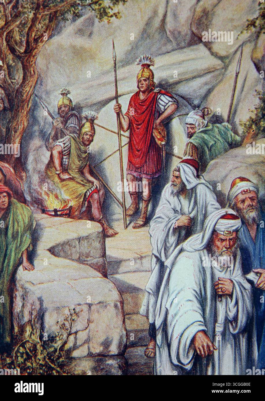 Illustrazione della Tomba del sigillo di Gesù Cristo dopo la sua Crocifissione del XX secolo 1916 Bibbia Lesson Pictures (The Children Lesson Pictures) Unione scolastica domenicale Foto Stock