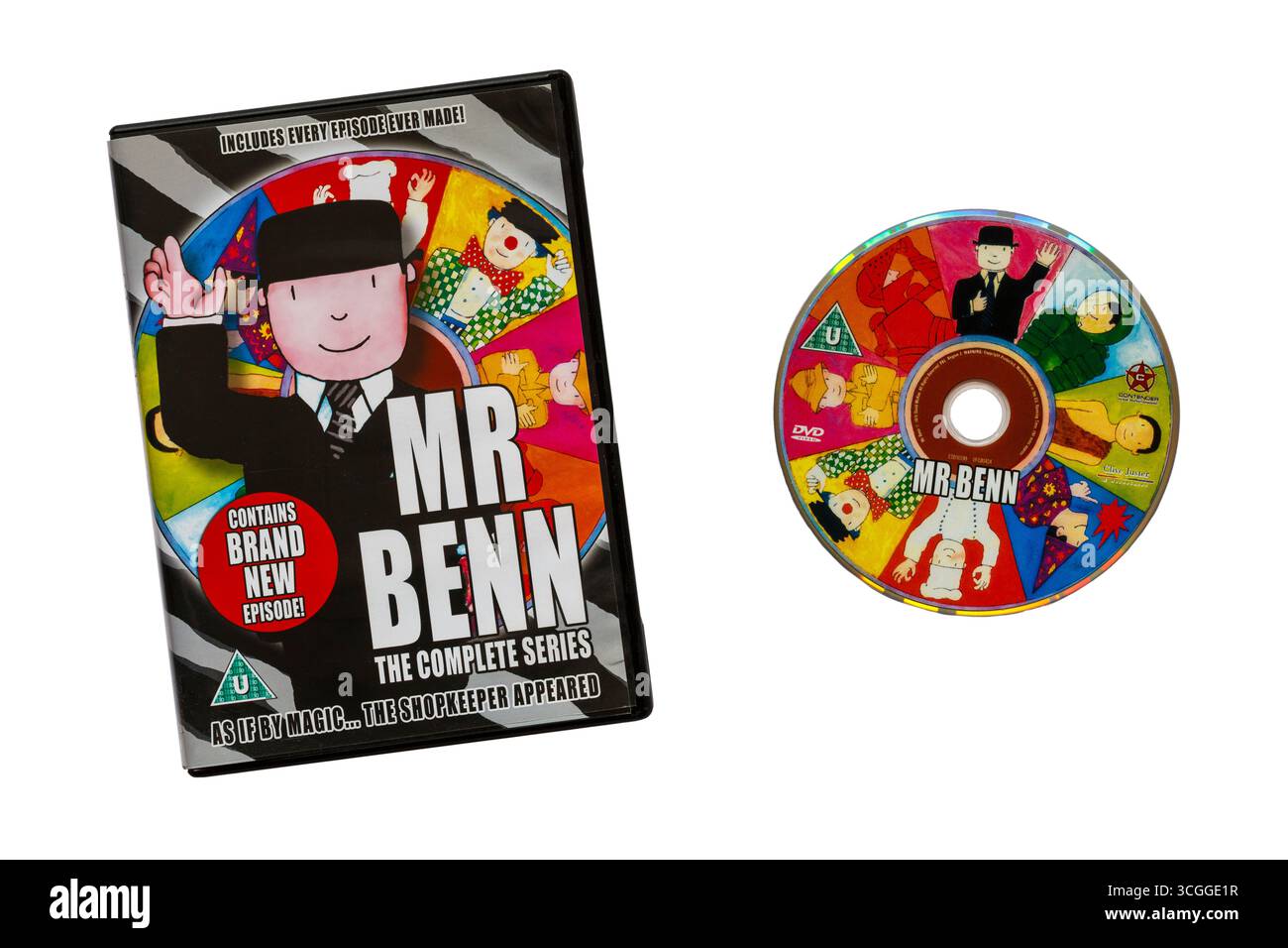 Mr Benn il DVD completo della serie con il disco rimosso dalla custodia isolato su sfondo bianco Foto Stock