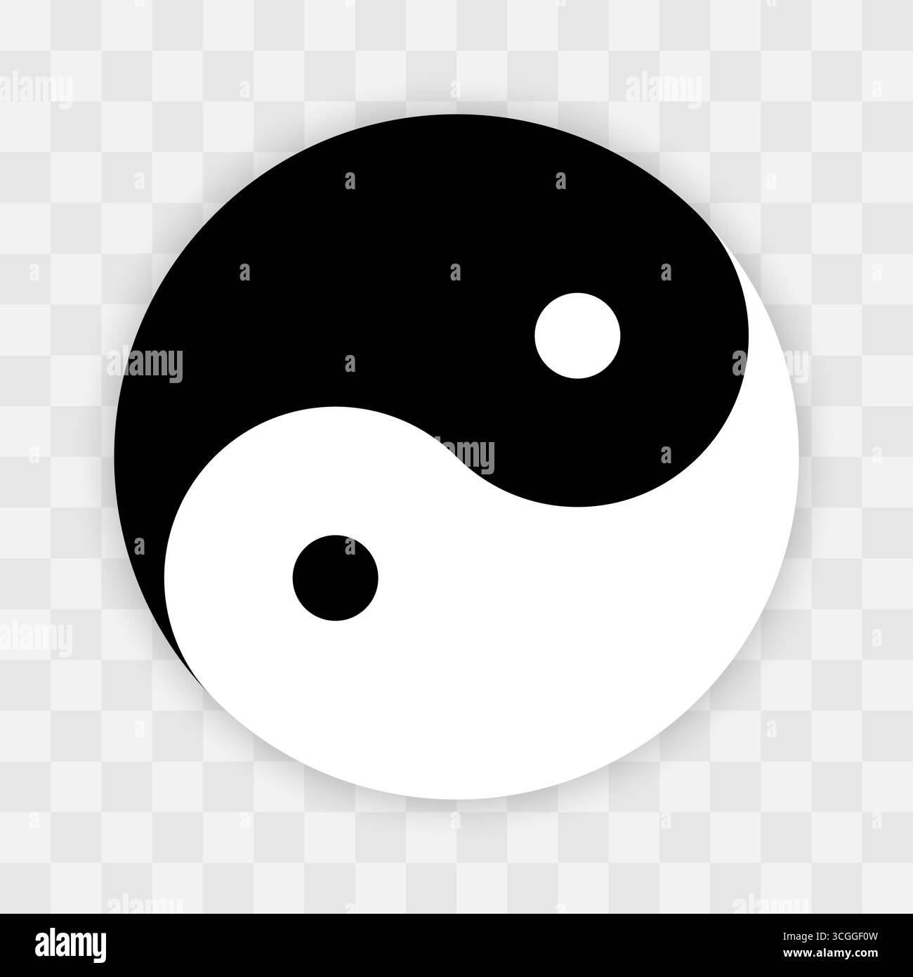 Illustrando il simbolo yin e yang, questo design raffigura due forme a incastro che rappresentano forze opposte. Le metà bianco e nero incarnano l'equilibrio e l'armonia nella vita. Illustrazione Vettoriale