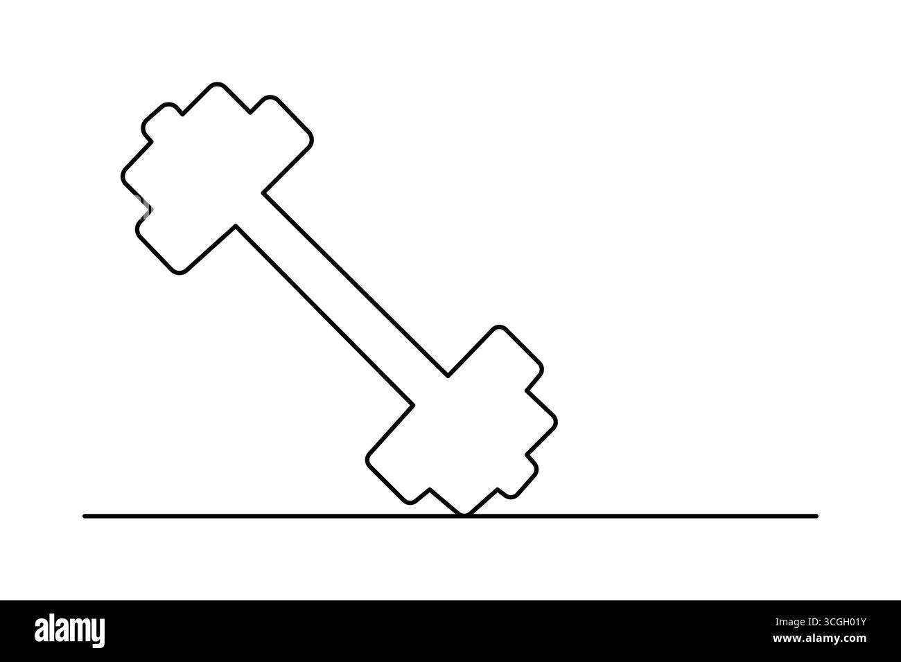 Disegnare una linea continua a manubrio in stile minimalista illustrazione isolata per il design della palestra Illustrazione Vettoriale