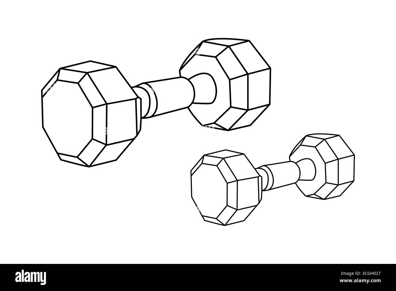 Disegnare una linea continua a manubrio in stile minimalista illustrazione isolata per il design della palestra Illustrazione Vettoriale