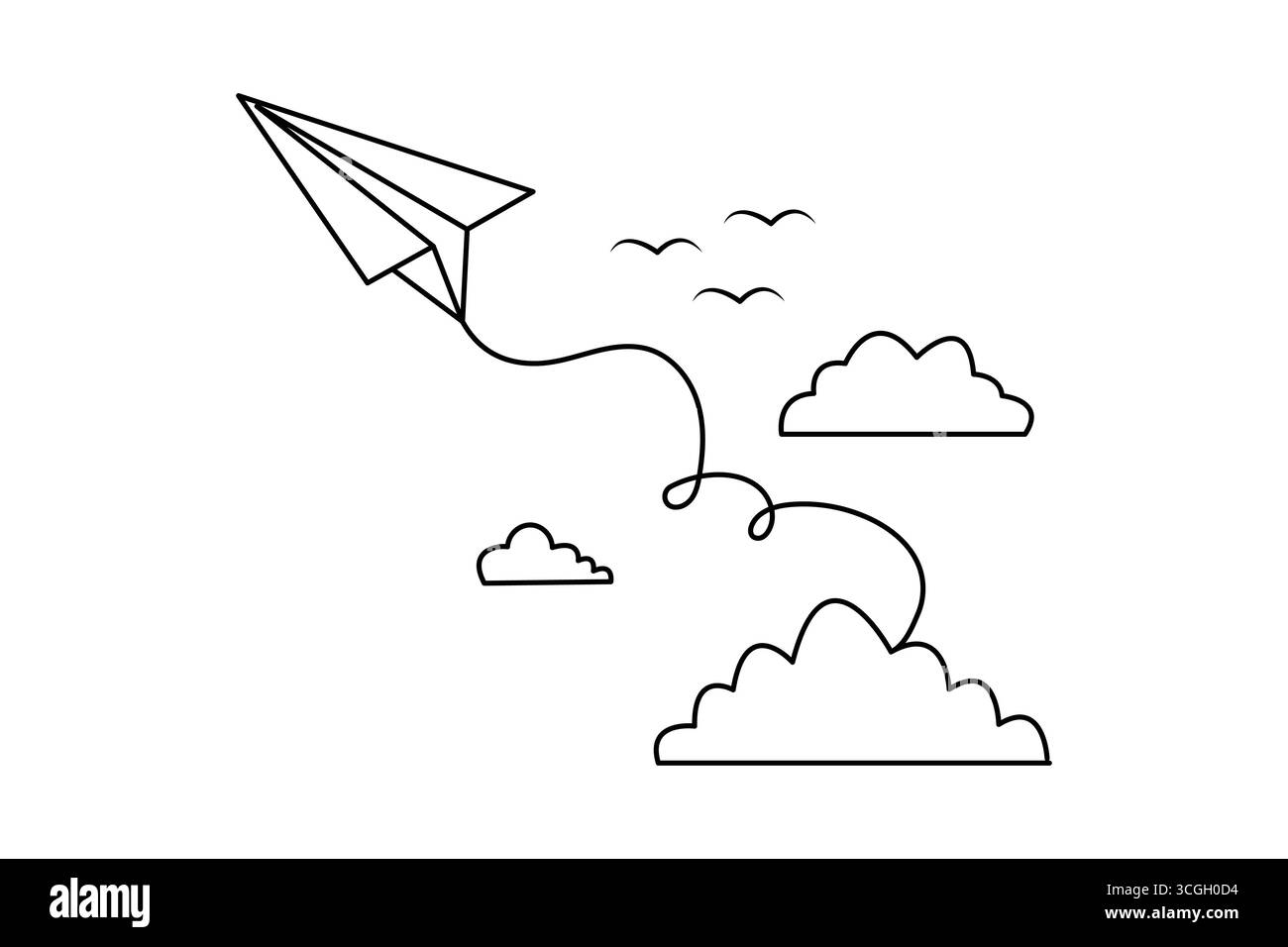 L'icona del piano di carta delinea minimalista una linea astratta disegno immagine pulita isolata Illustrazione Vettoriale