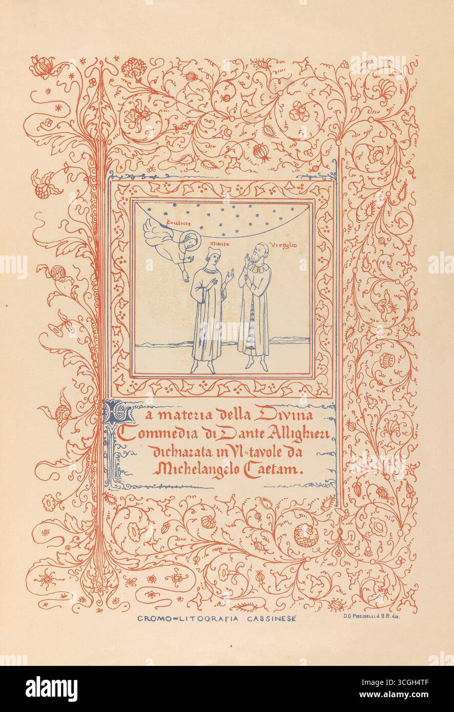 La Divina Commedia descritta in sei tavole (la materia della Divina Commedia di Dante Alighieri dichiarata in vi tavole), illustrata da Michelangelo Caetani, 1855. Foto Stock