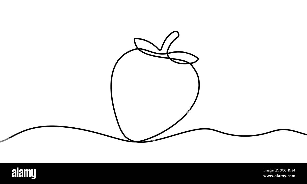 Fragole in stile artistico. Disegno di fragola con tratto nero modificabile Illustrazione Vettoriale