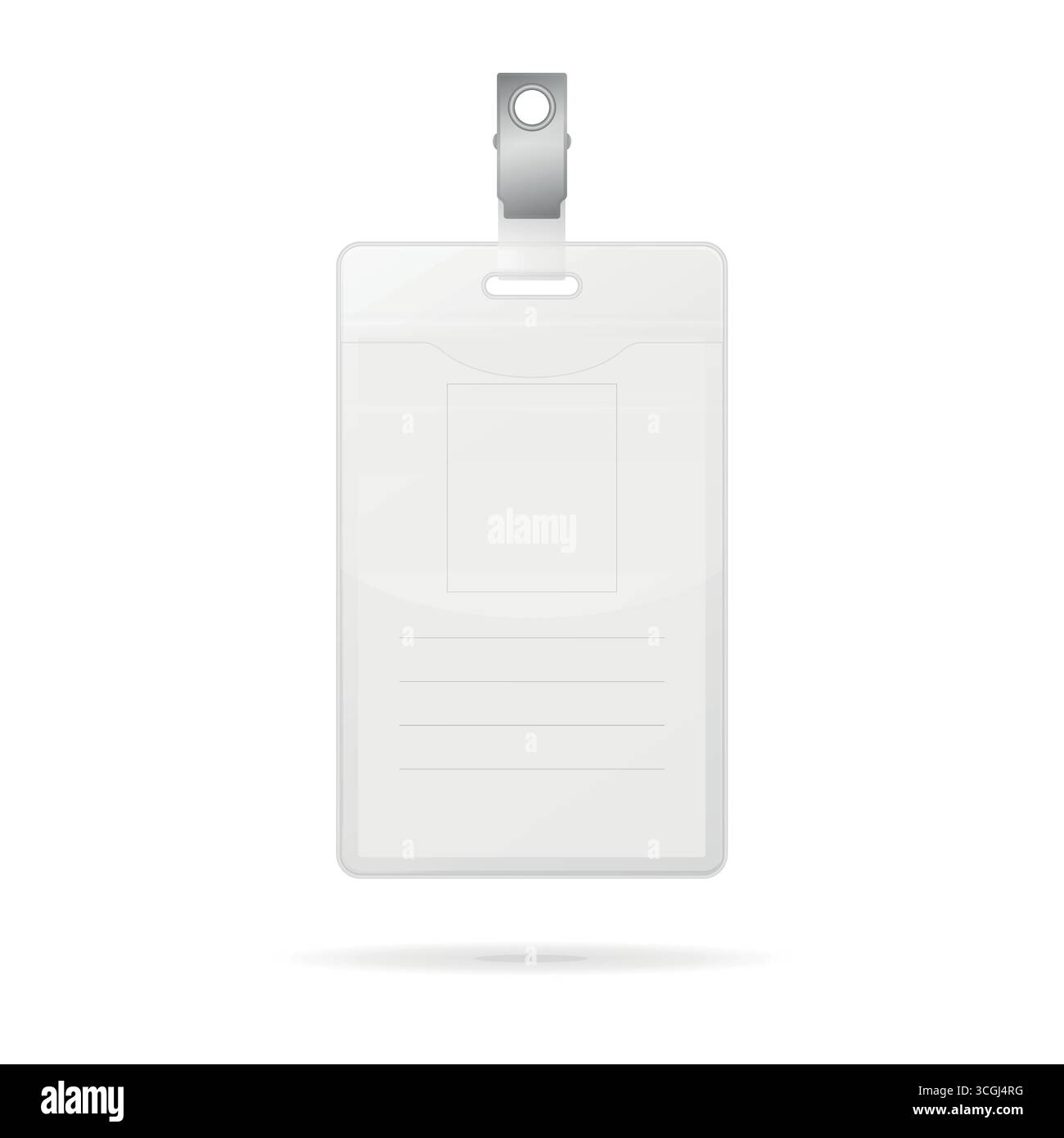 Badge ID verticale vuoto con supporto per clip. Office staff Pass, Security Access Card, Event Name Tag, Visitor Pass, Conference Credential, identità di lavoro Illustrazione Vettoriale
