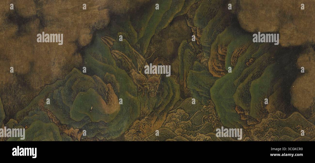 Dragon Emerging Among Green Cliffs - "Nine Appearances of the Divine Dragon", attribuito a Chen Rong, Southern Song, Freer Gallery of Art Foto Stock