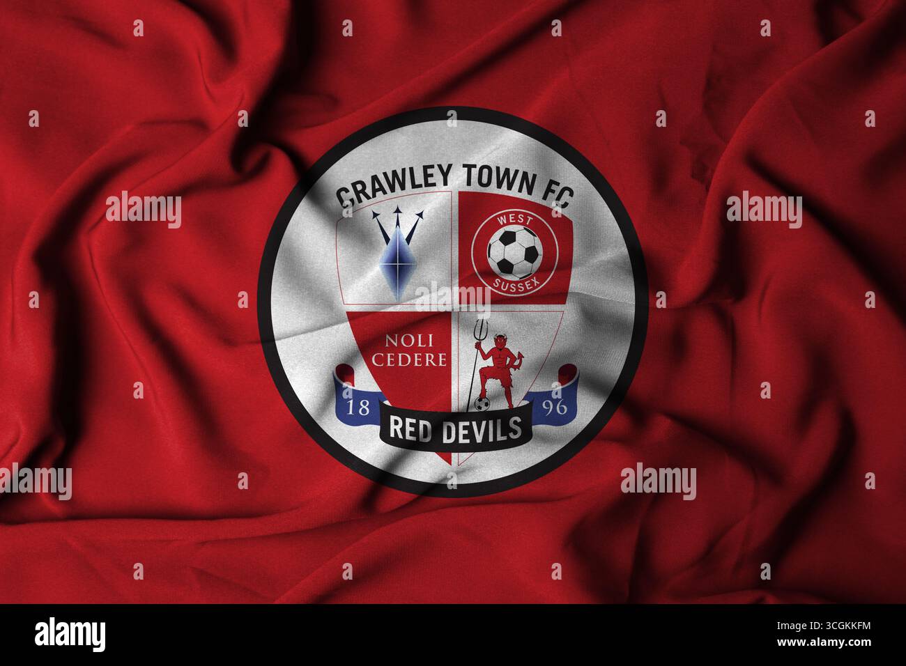 Pringsewu, Lampung; 29 agosto 2025; texture of the wavy flag logo della squadra di calcio Crawley Town nella EFL League Two Foto Stock