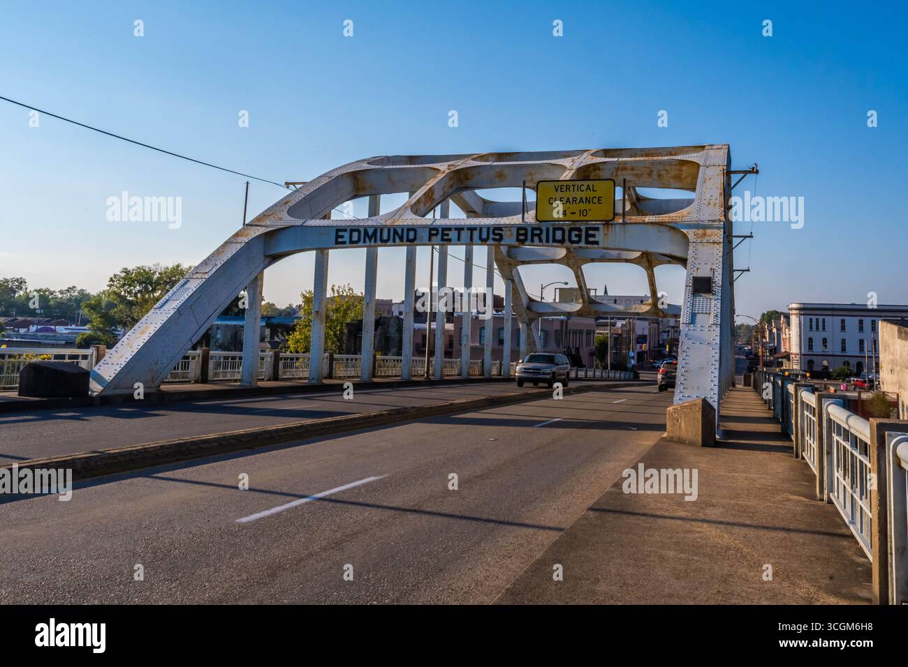 Un ponte ad arco in acciaio a Selma, Alabama Foto Stock