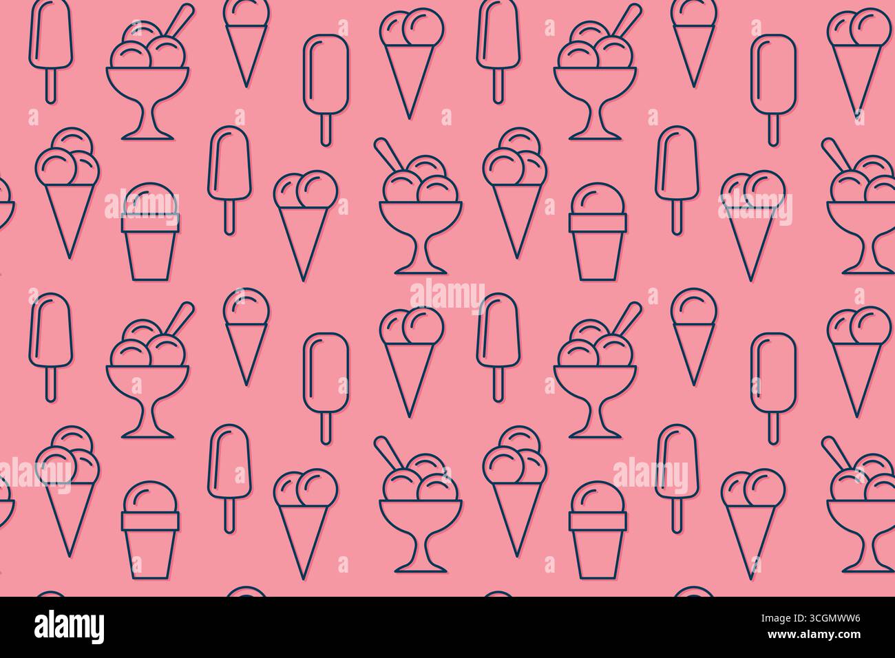 modello estivo senza cuciture con vari tipi di gelato - illustrazione vettoriale Illustrazione Vettoriale
