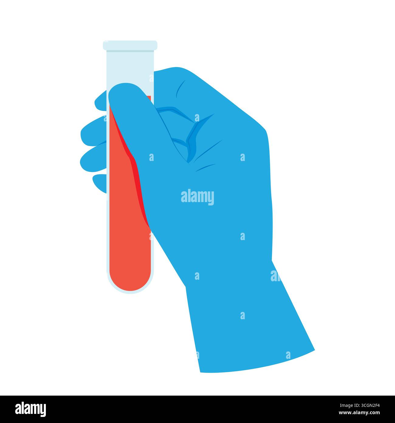 scienziato mano che tiene la provetta di prova con il campione di sangue; laboratorio, concetto di ricerca medica - illustrazione vettoriale Illustrazione Vettoriale