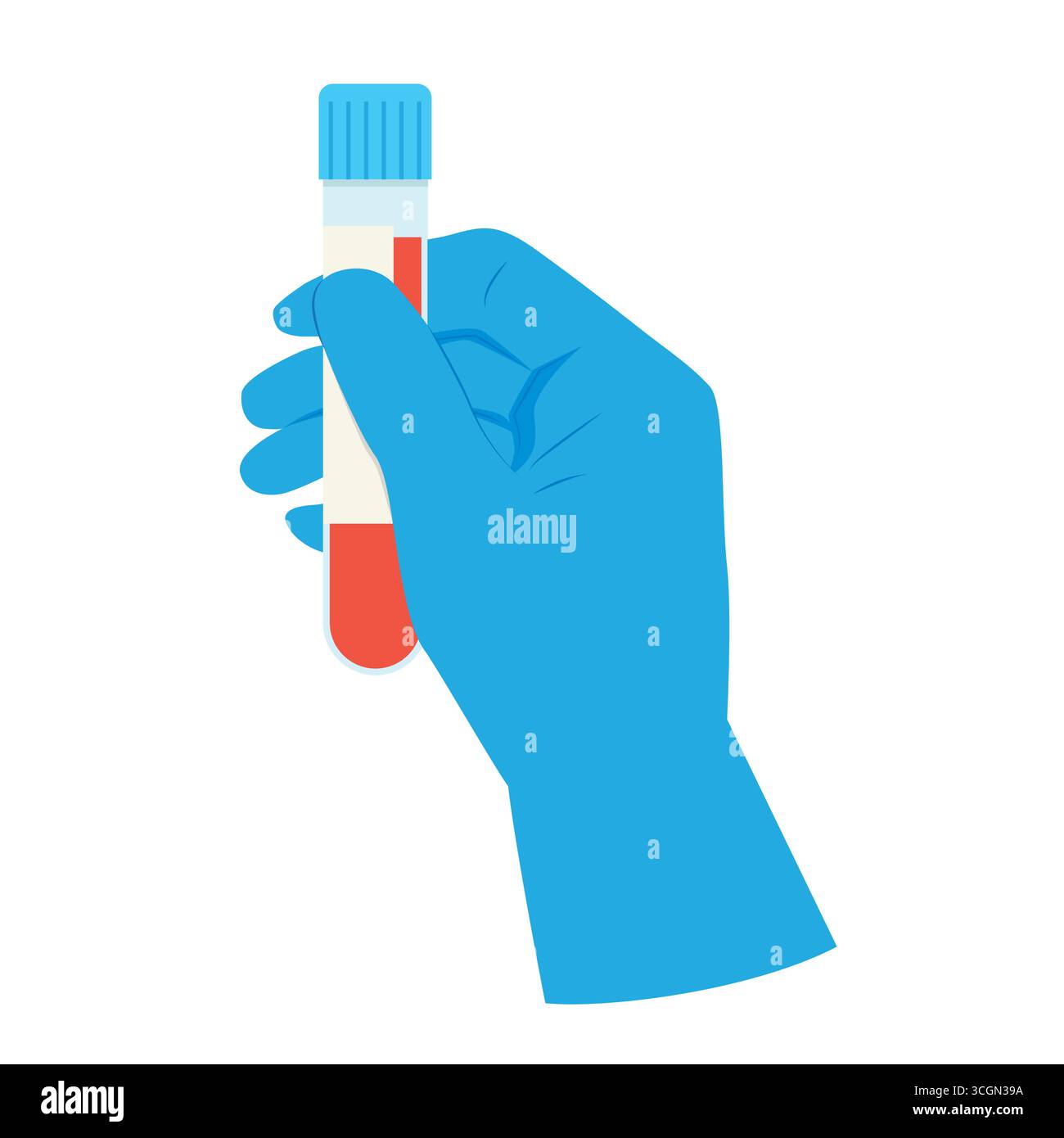 mano scienziato che tiene il campione di sangue; laboratorio, concetto di ricerca medica - illustrazione vettoriale Illustrazione Vettoriale