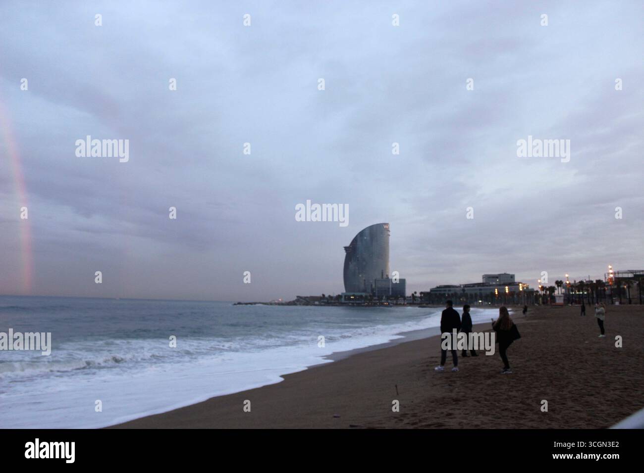 Fotografia dell'hotel W Barcelona desde la Barceloneta Foto Stock