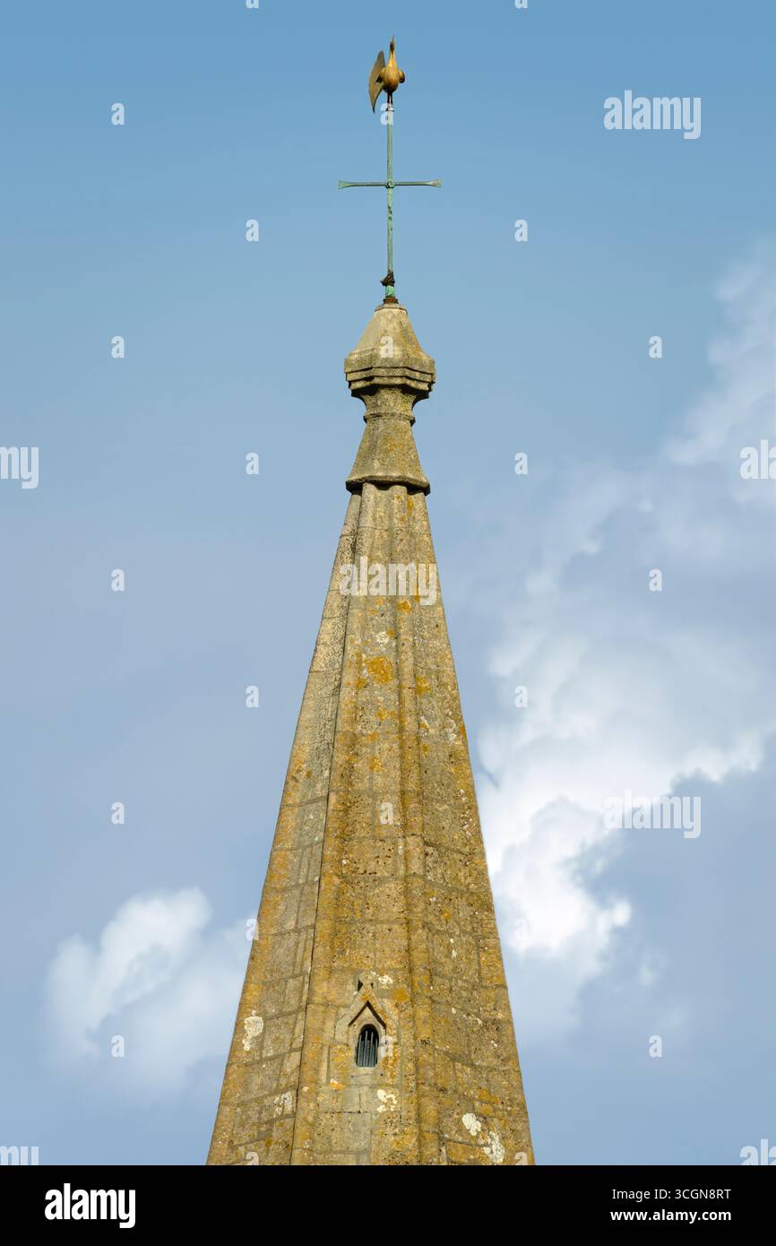 Malmesbury, Wiltshire - la paletta meteorologica in cima alla guglia di St. Paul's nel terreno dell'abbazia di Malmesbury. Foto Stock