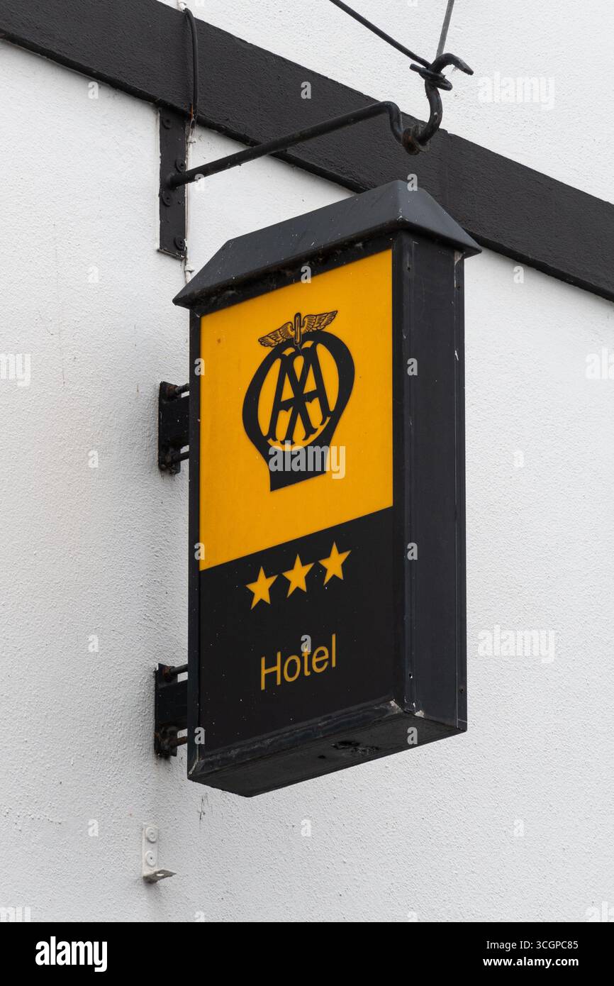 Insegna AA 3 stelle hotel, classificazione AA hotel, Regno Unito Foto Stock