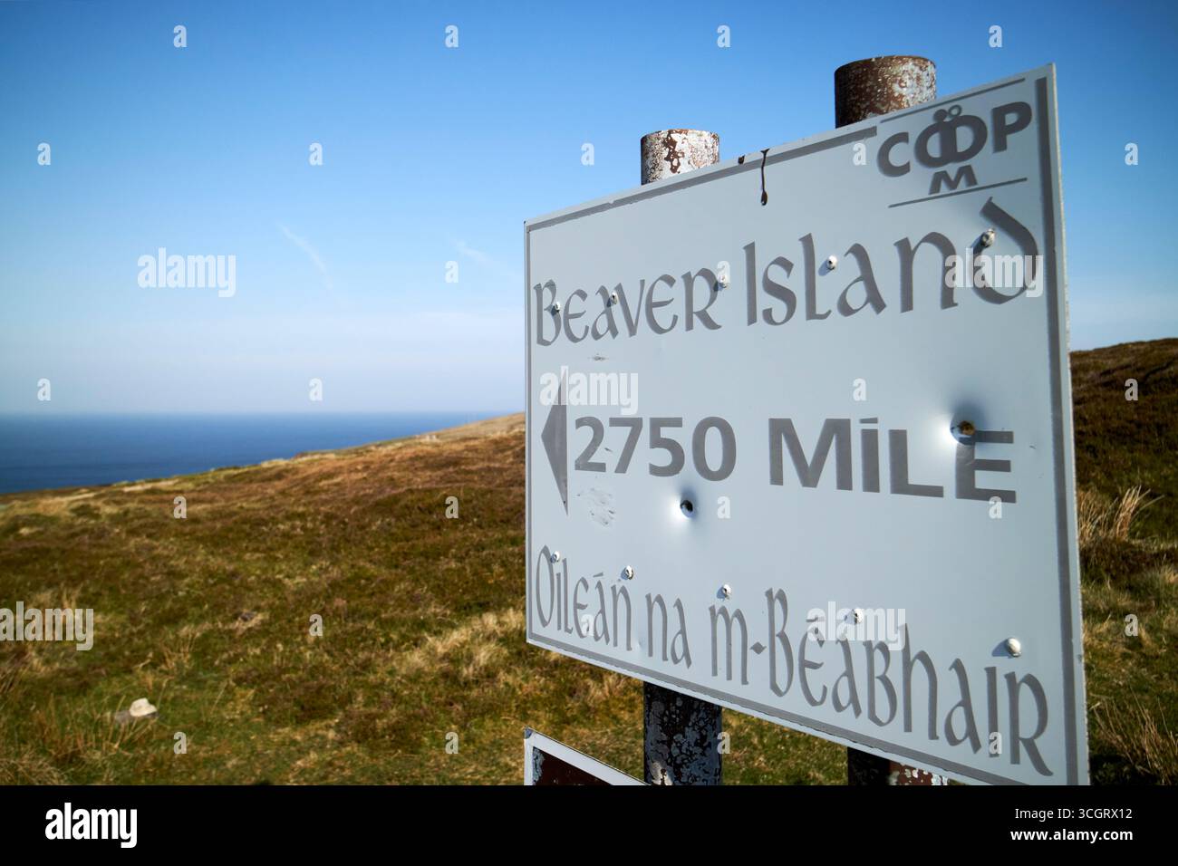 distanza 2750 miglia dal gemellaggio delle isole di castoro arranmore arainn contea di mhor donegal repubblica d'irlanda un gran numero di persone emigrò da arranmor Foto Stock