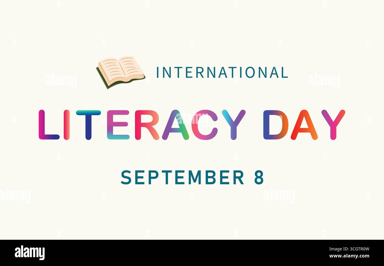 Illustrazione vettoriale della giornata internazionale dell'alfabetizzazione – 8 settembre Education Awareness Design Illustrazione Vettoriale
